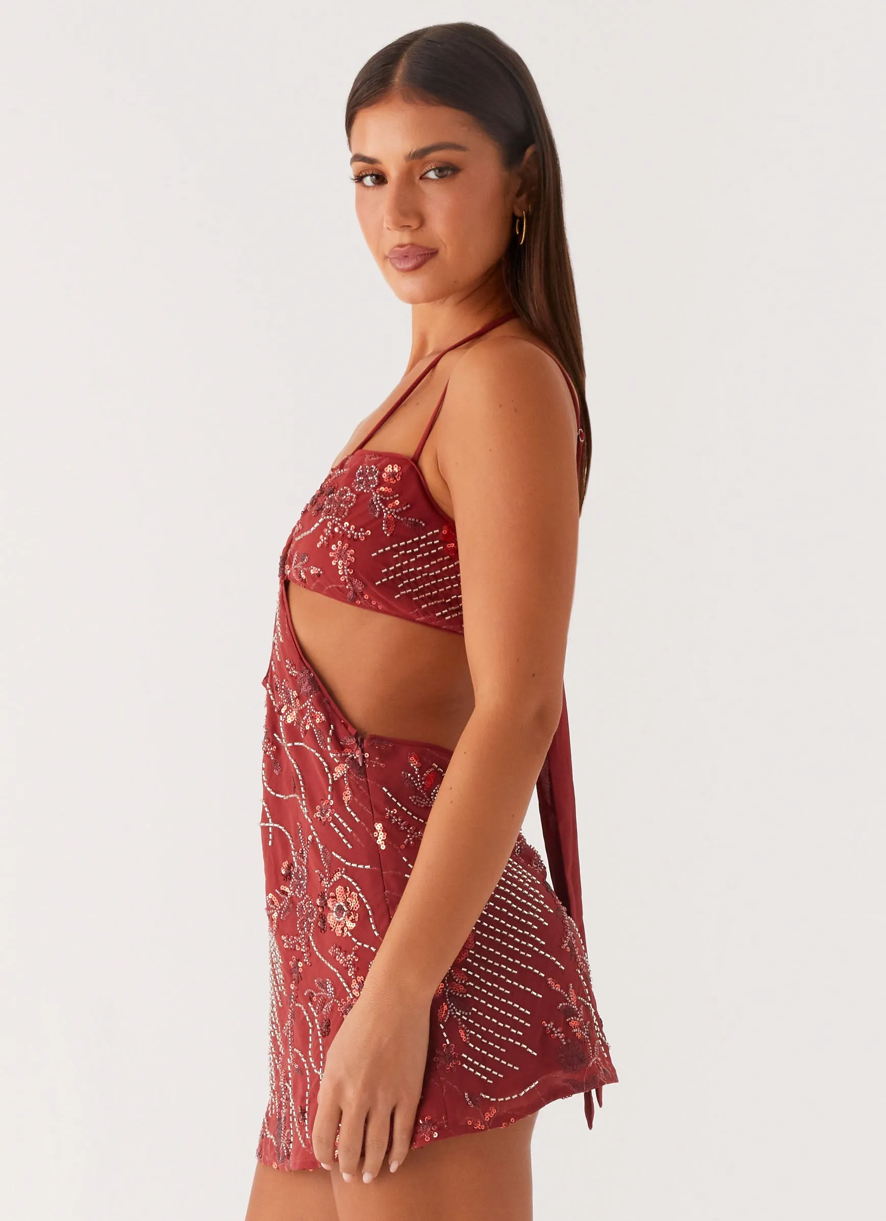 Sahara Nights Beaded Mini Dress - Rust sold by Peppermayo product image thumbnail 3