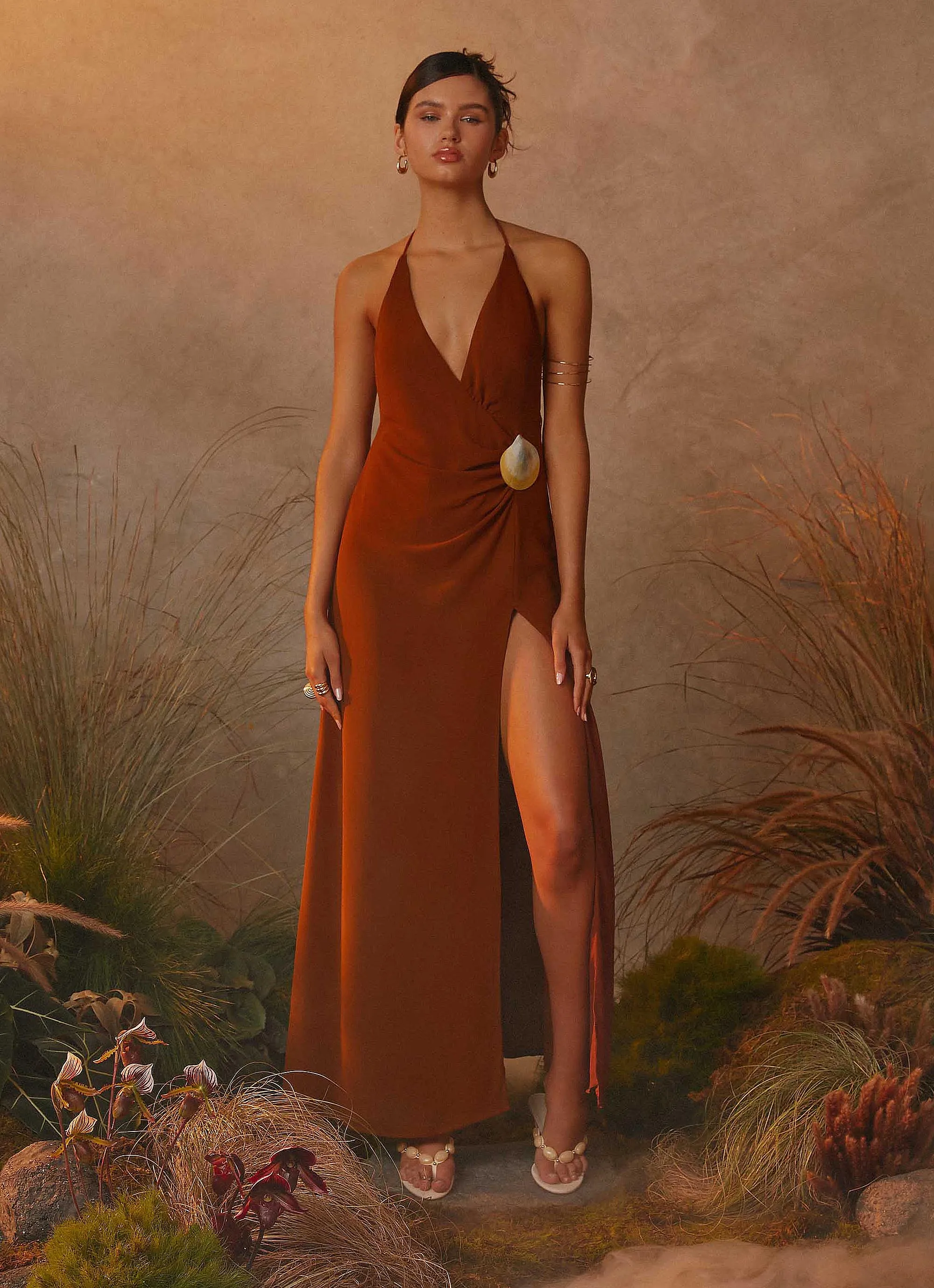 Marjoram Maxi Dress - Chocolate sold by Peppermayo