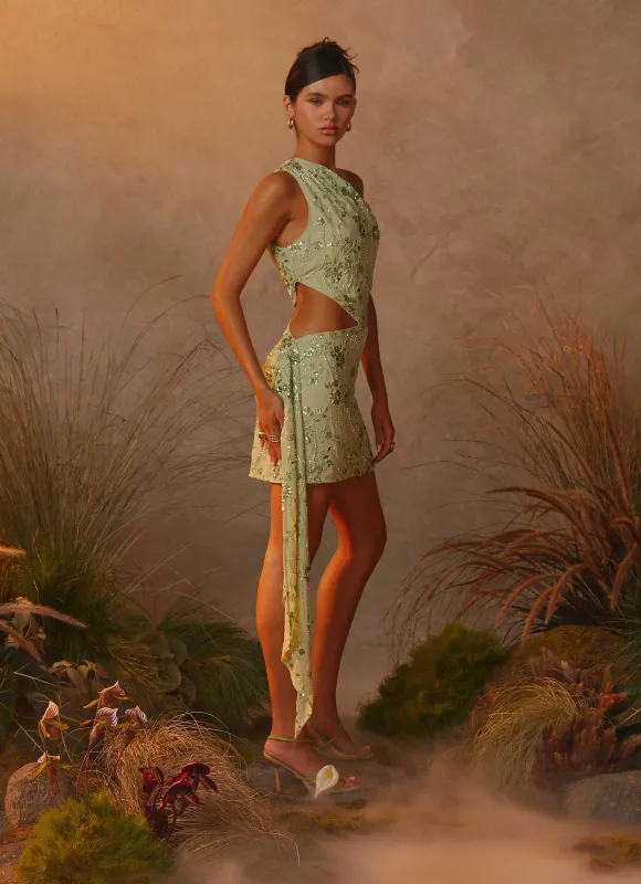 Juelz Beaded Mini Dress - Lime made by Peppermayo