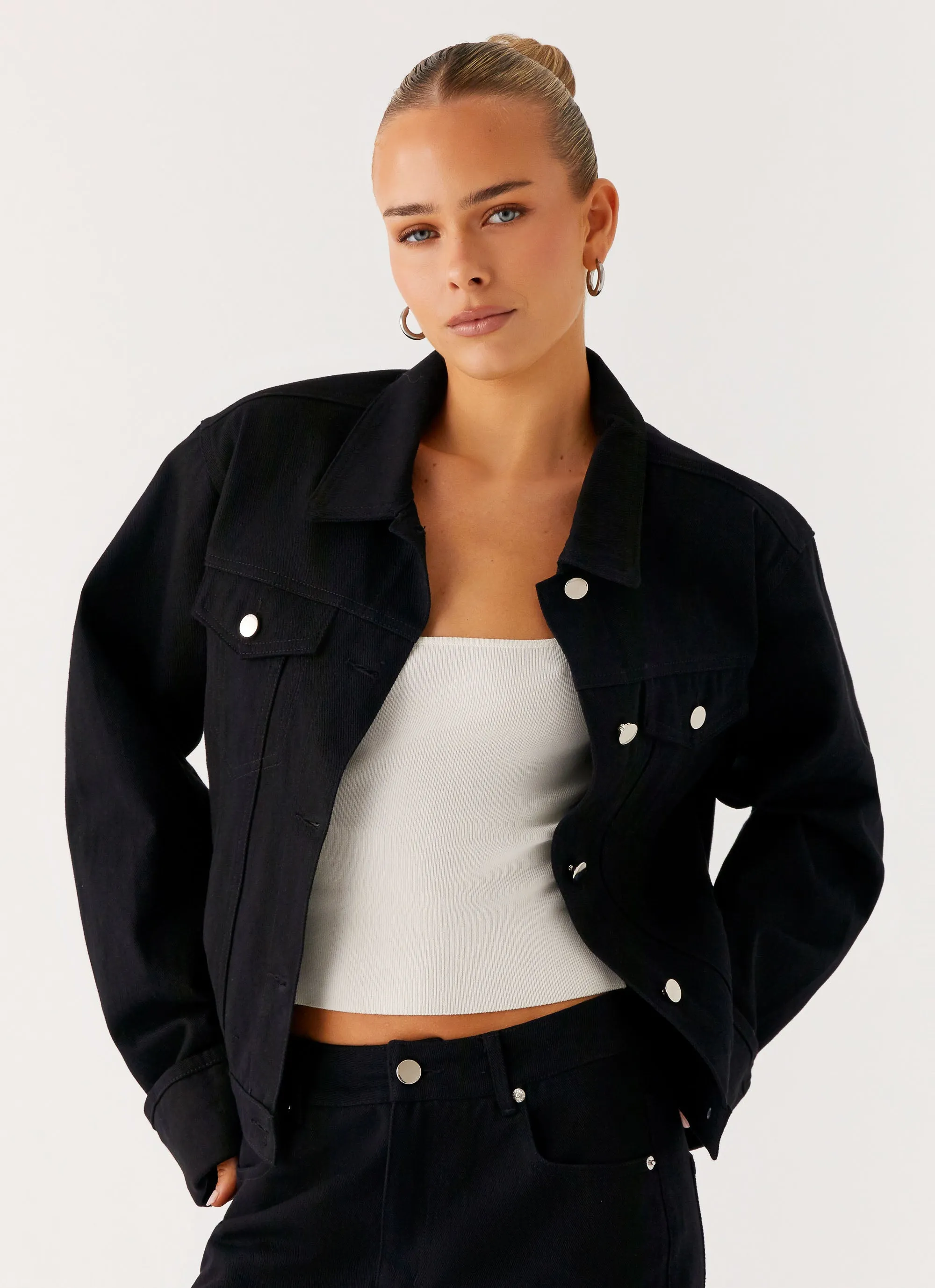 Back Again Oversized Denim Jacket - Black sold by Peppermayo product image thumbnail 5