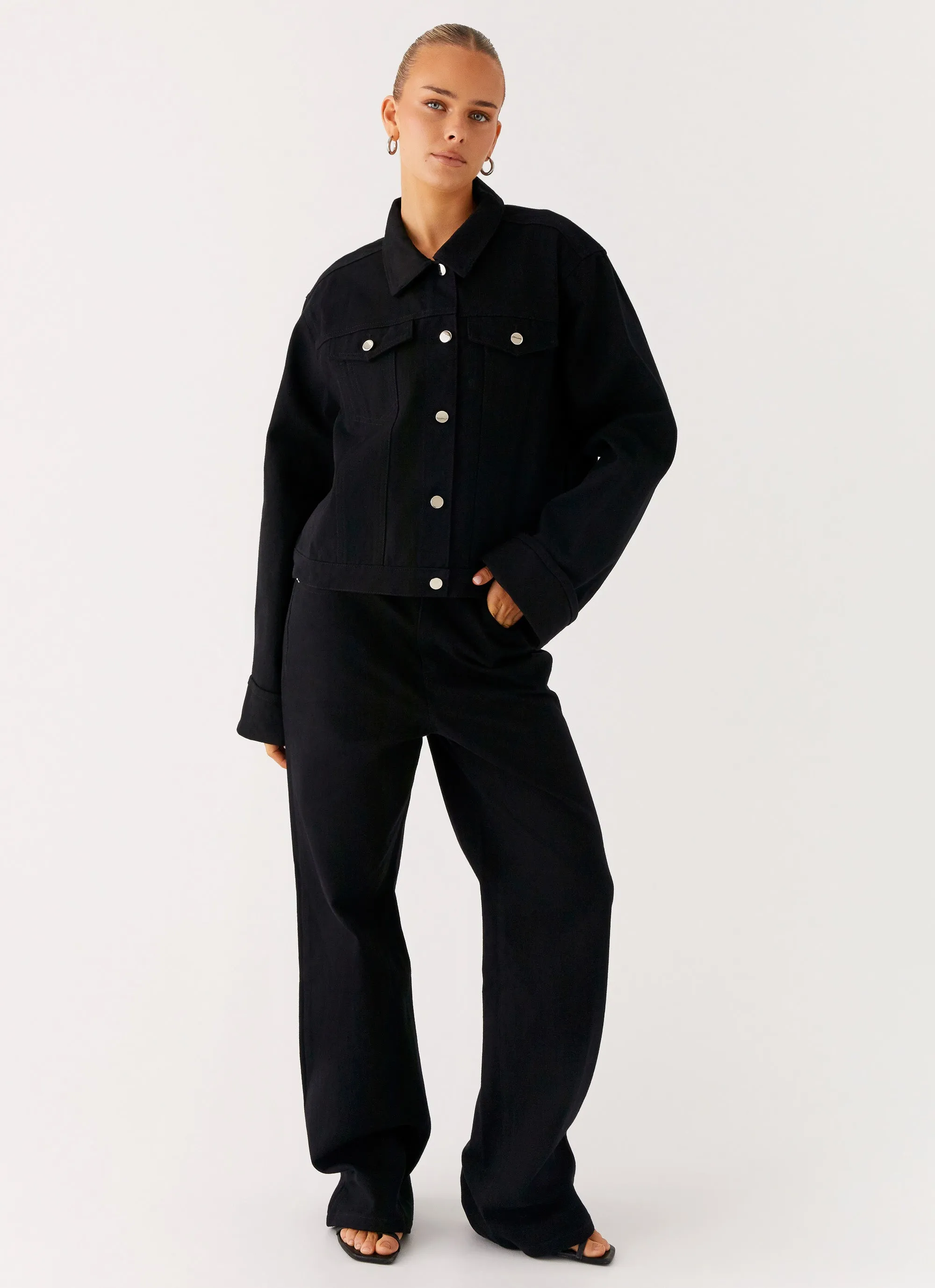 Back Again Oversized Denim Jacket - Black sold by Peppermayo product image thumbnail 4