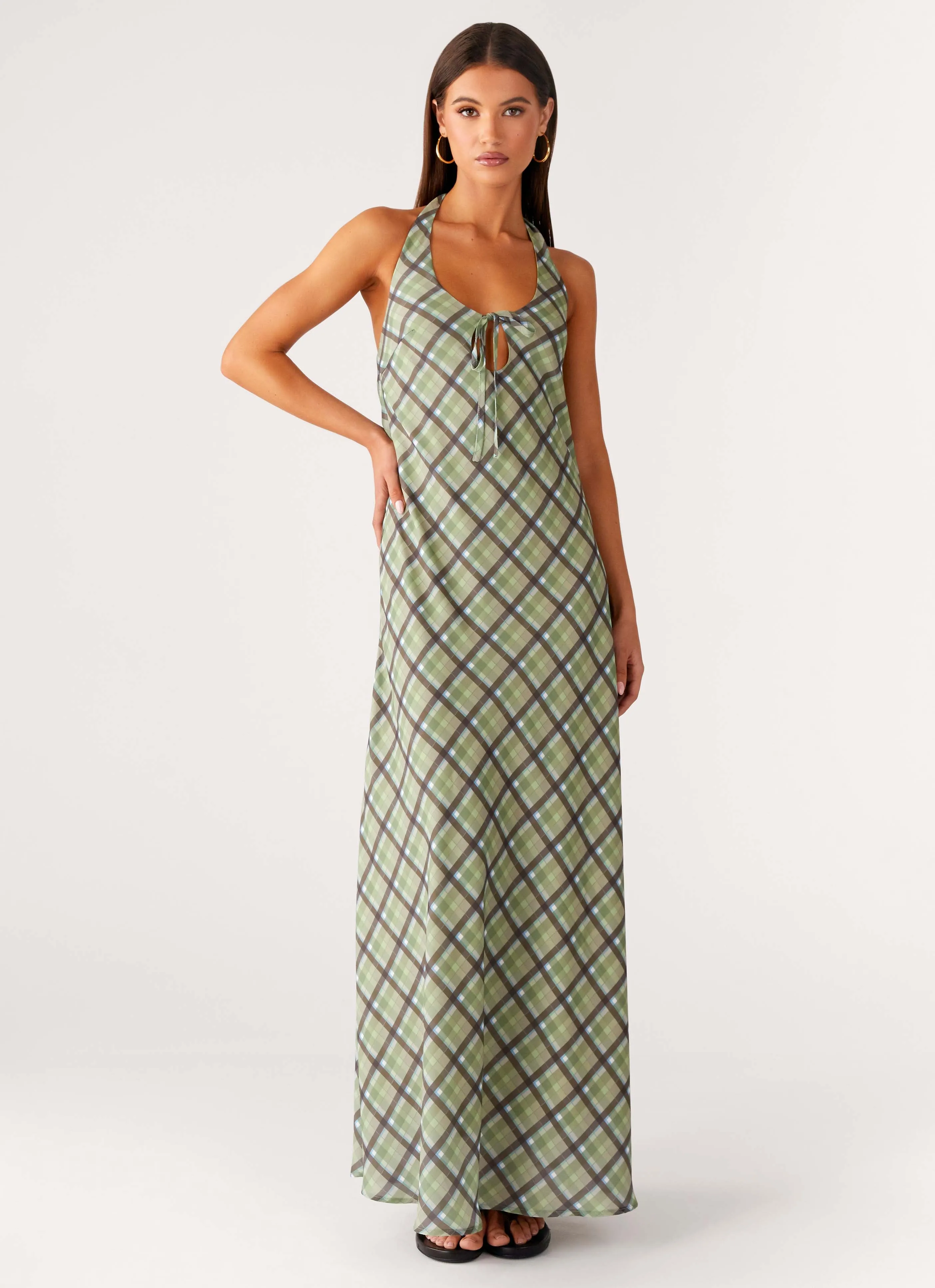 Coralie Maxi Dress - Cedar Check sold by Peppermayo