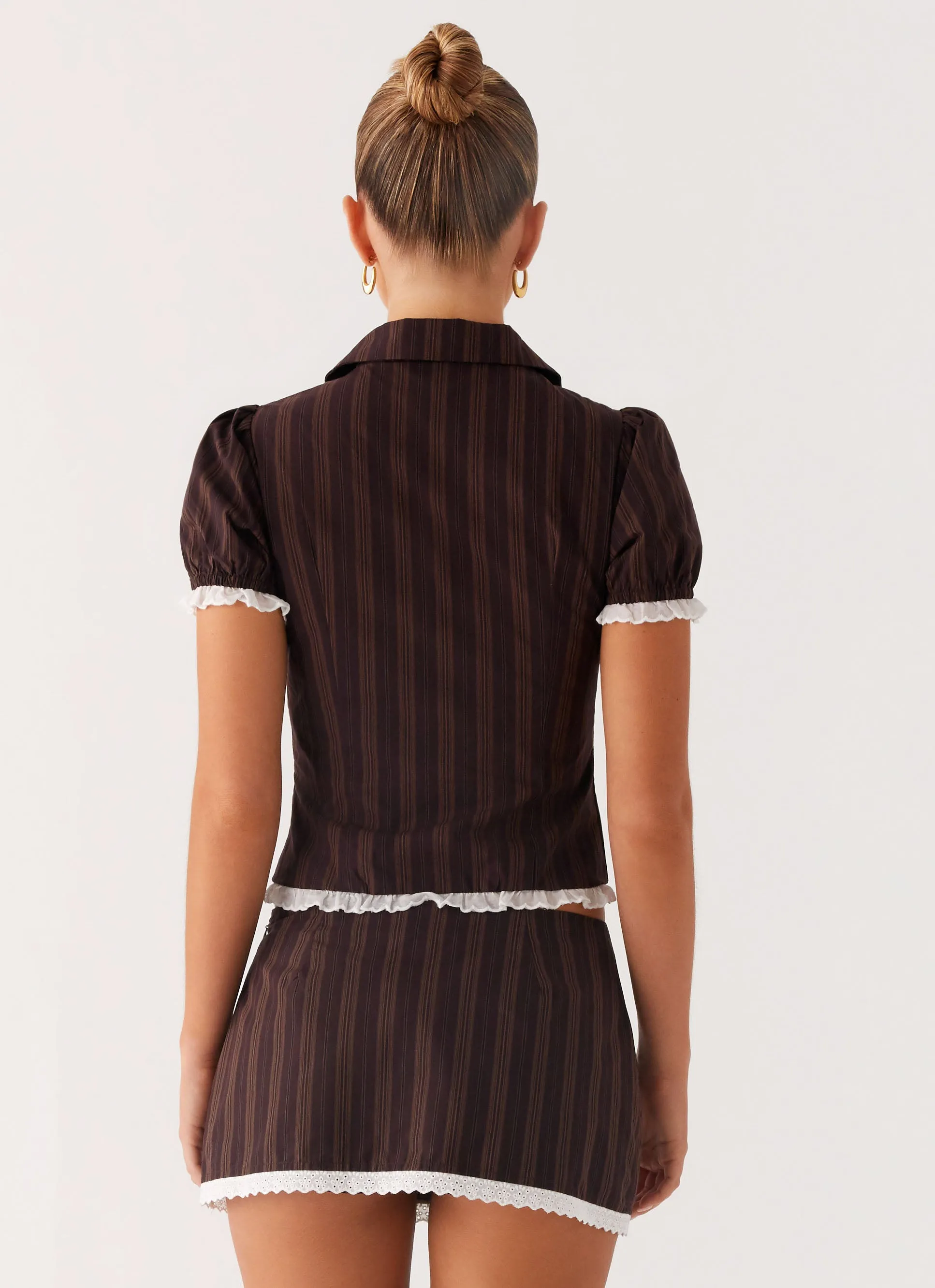 Bennett Button Up Top - Toffee Stripe sold by Peppermayo product image thumbnail 3