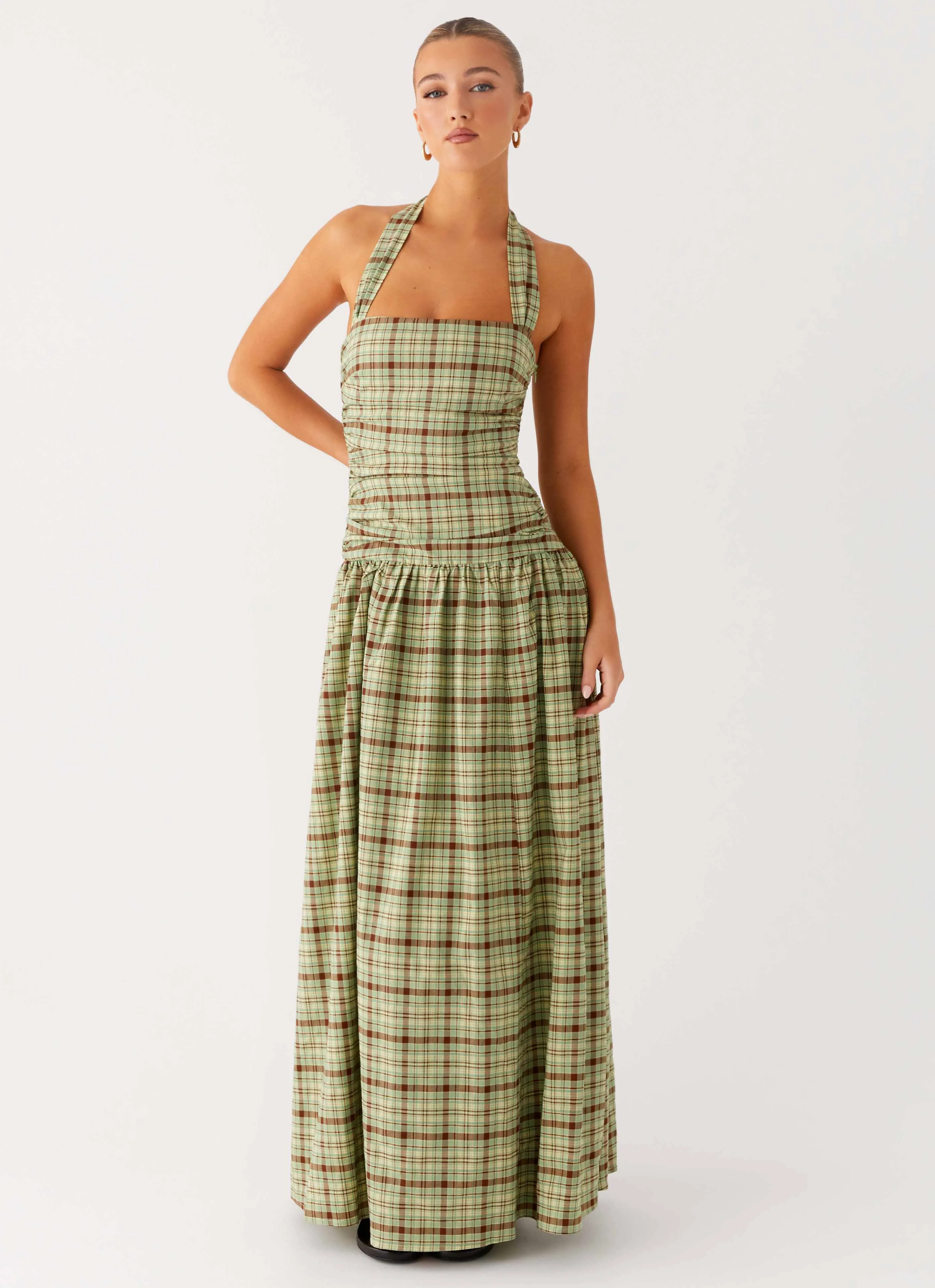Lilith Maxi Dress - Forest Plaid sold by Peppermayo