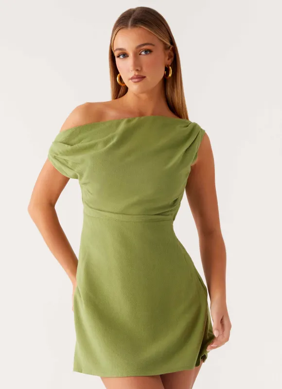 Lady Love Linen Mini Dress - Cactus sold by Peppermayo