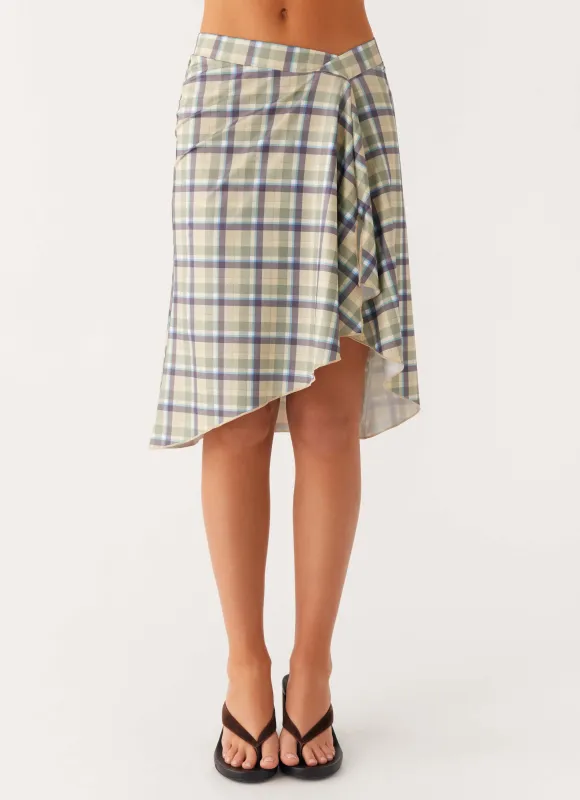 Shes A Lady Midi Skirt - Cedar Check sold by Peppermayo