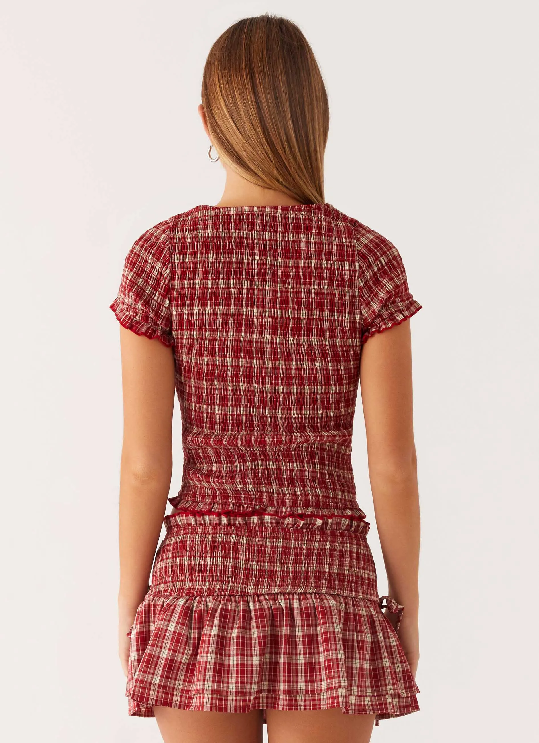Lenore Button Top - Ruby Check sold by Peppermayo product image thumbnail 3
