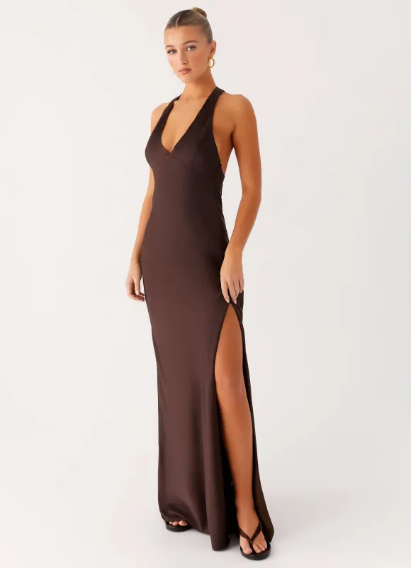 Angie Maxi Dress - Chocolate sold by Peppermayo