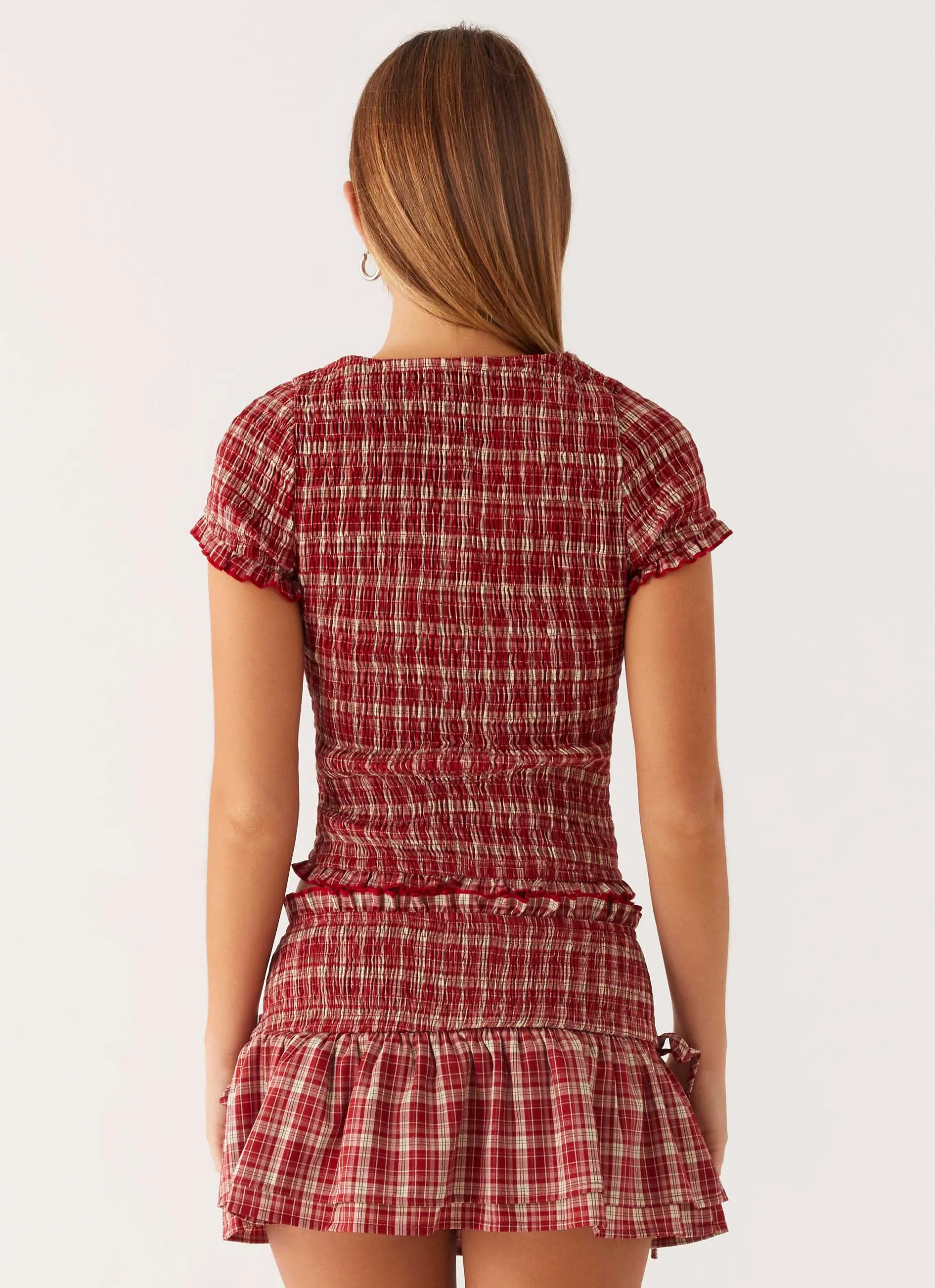 Lenore Mini Skirt - Ruby Check sold by Peppermayo product image thumbnail 2
