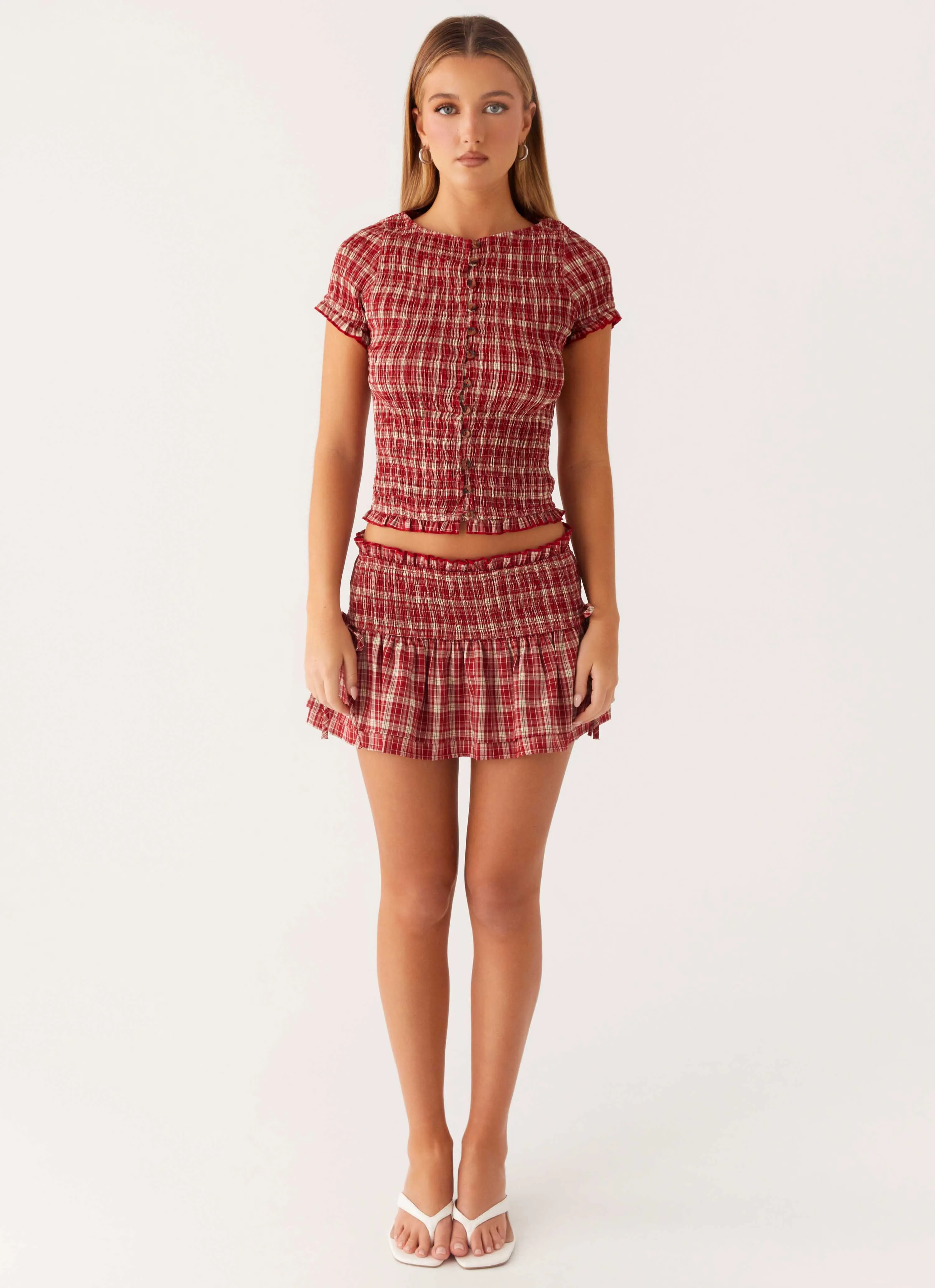 Lenore Mini Skirt - Ruby Check sold by Peppermayo product image thumbnail 4
