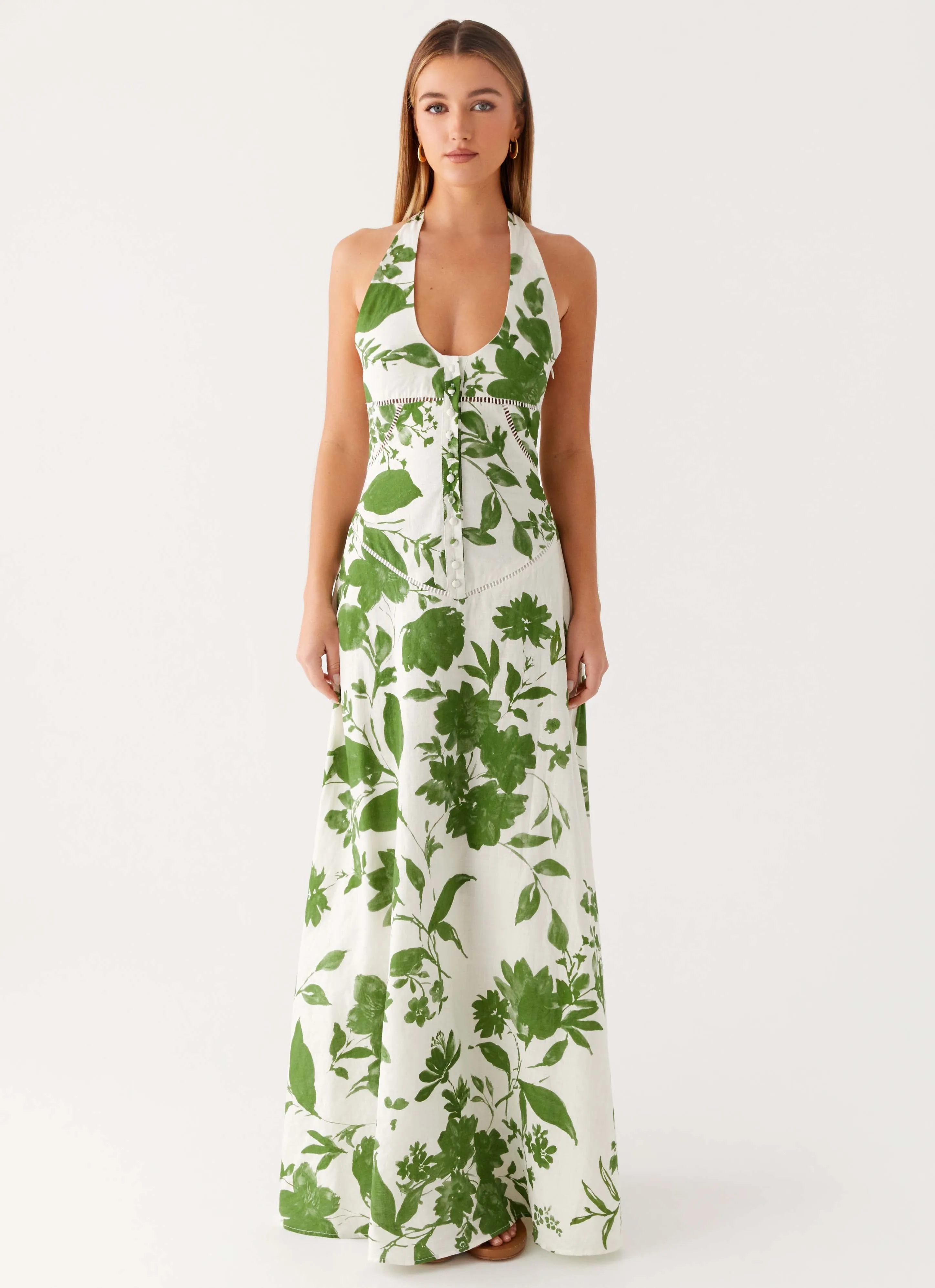 Ember Valley Maxi Dress - Verdant Bloom sold by Peppermayo