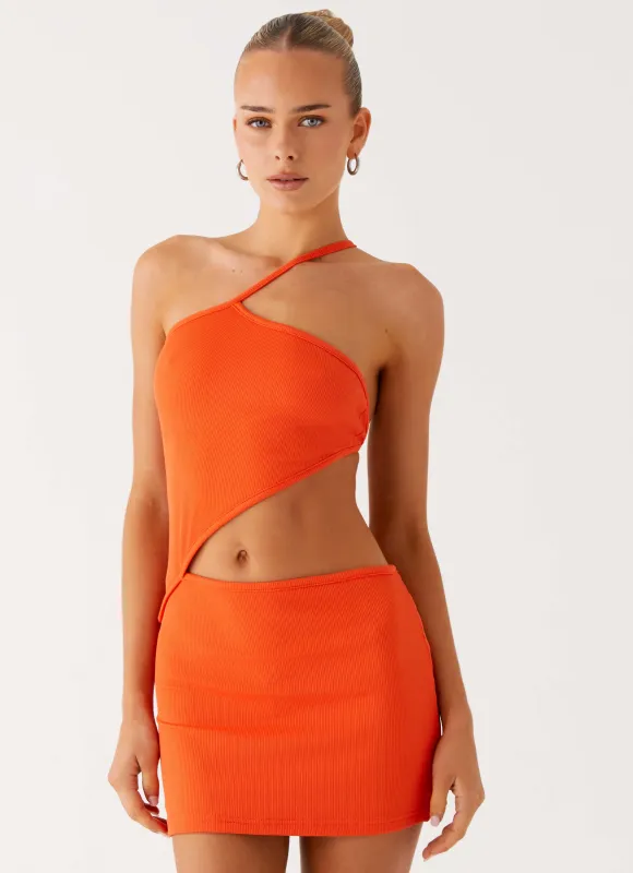 Riano Cut Out Mini Dress - Fire Orange sold by Peppermayo