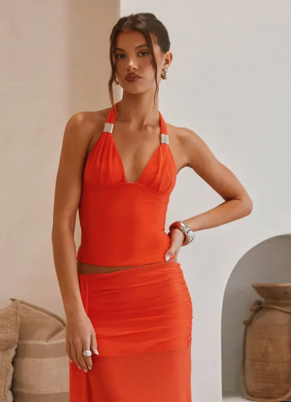 Blaze Halter Top - Fire Red sold by Peppermayo