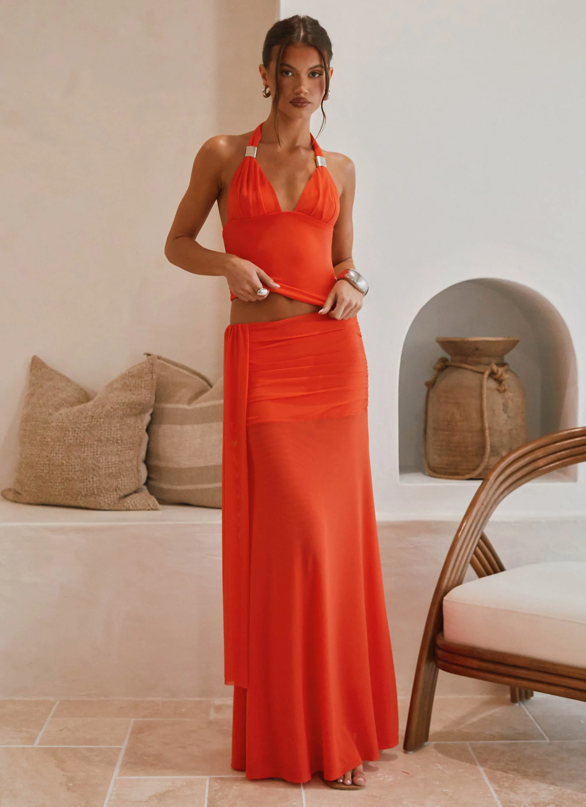 Blaze Maxi Skirt - Fire Red sold by Peppermayo