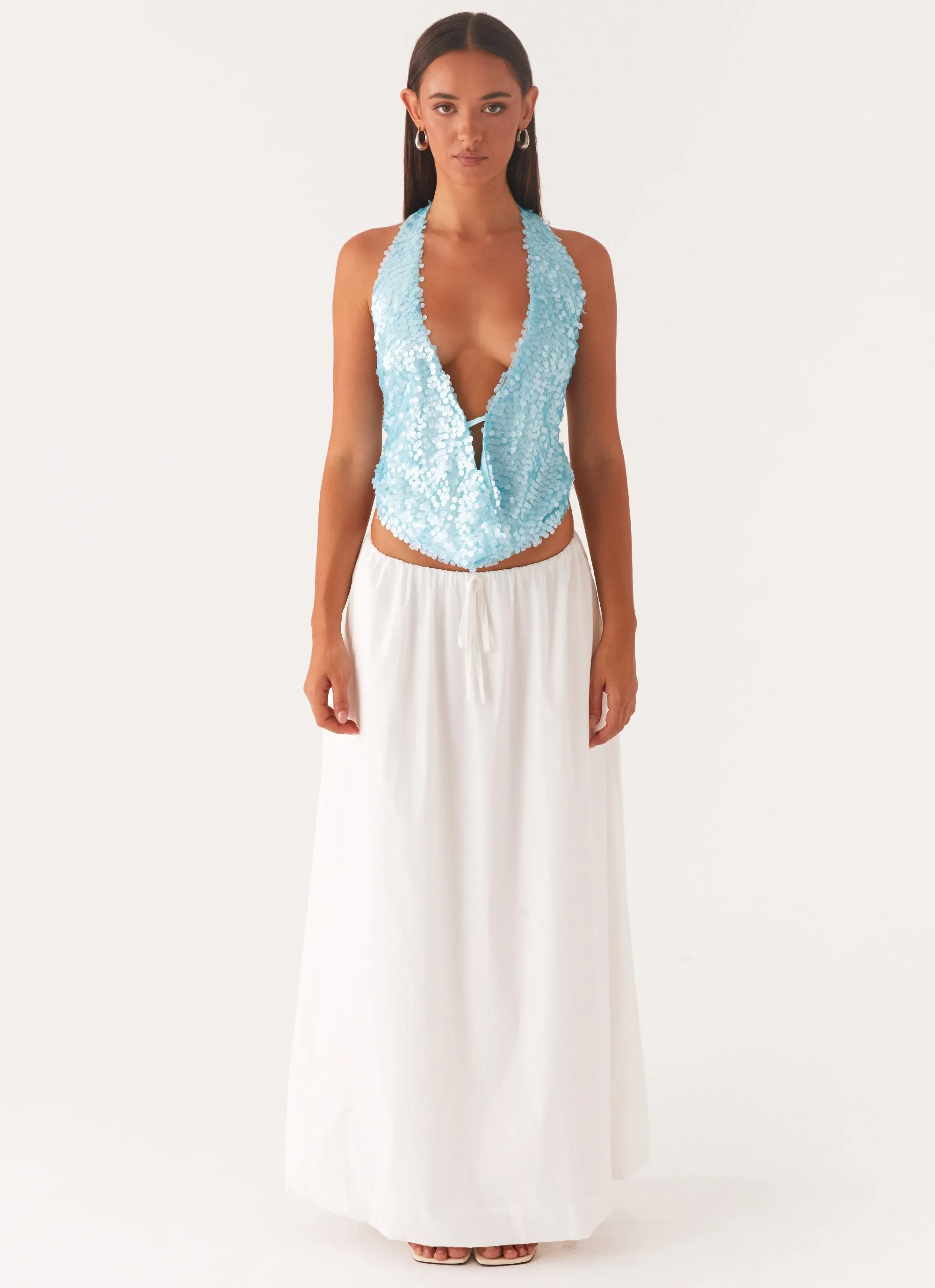 Rio Dreams Cowl Neck Halter Top - Turquoise sold by Peppermayo product image thumbnail 3