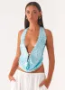 Rio Dreams Cowl Neck Halter Top - Turquoise sold by Peppermayo