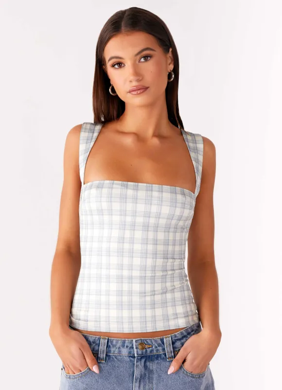 No Drama Strap Top - Grey Check made by Peppermayo