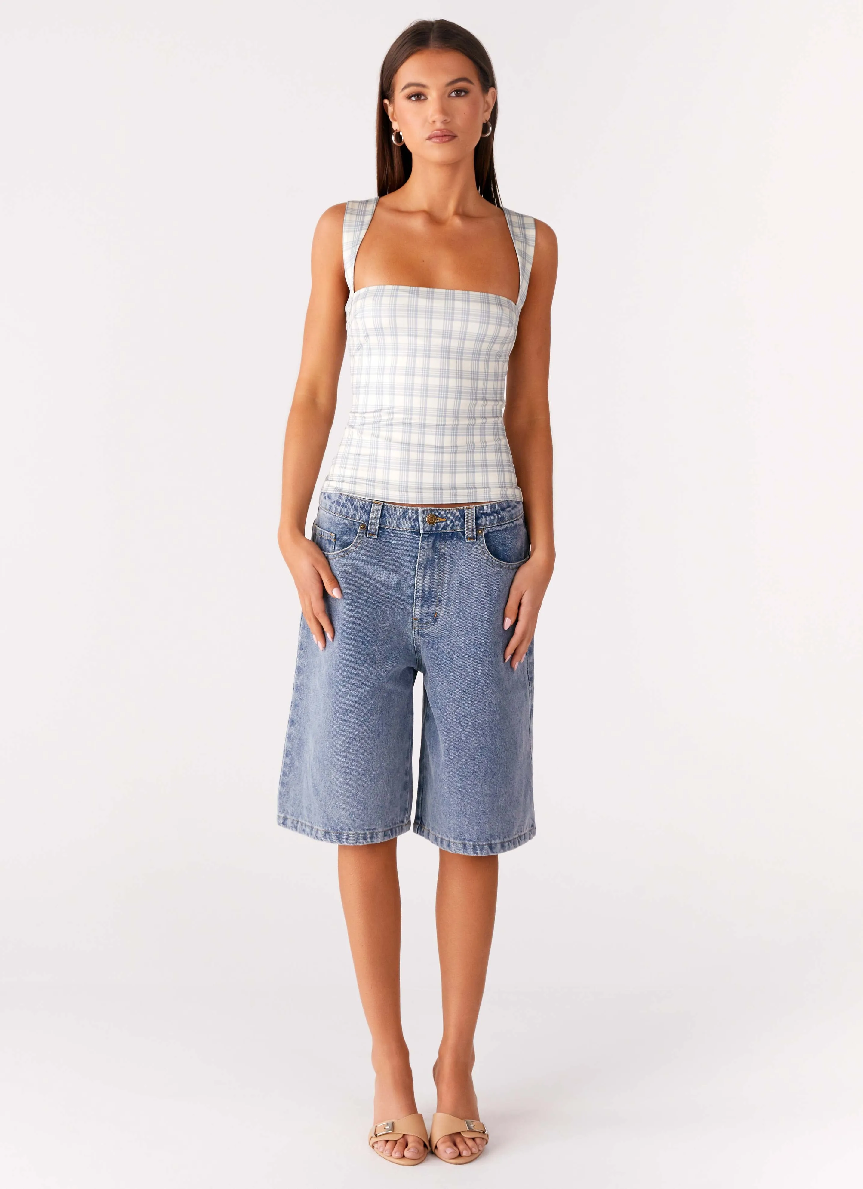 No Drama Strap Top - Grey Check sold by Peppermayo product image thumbnail 4