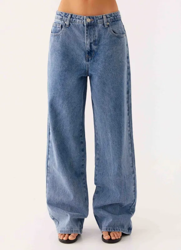 Keanna Low Rise Denim Jeans - Blue Denim sold by Peppermayo