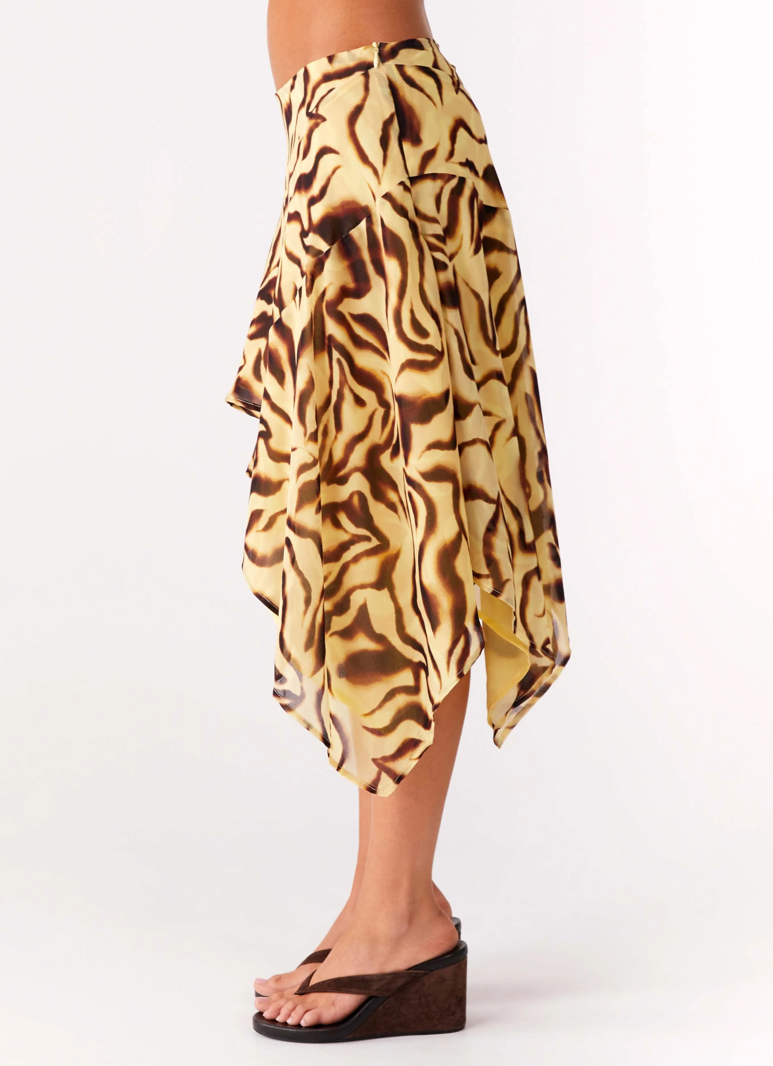 Kia Low Rise Asymmetrical Midi Skirt - Laguna Print sold by Peppermayo product image thumbnail 3
