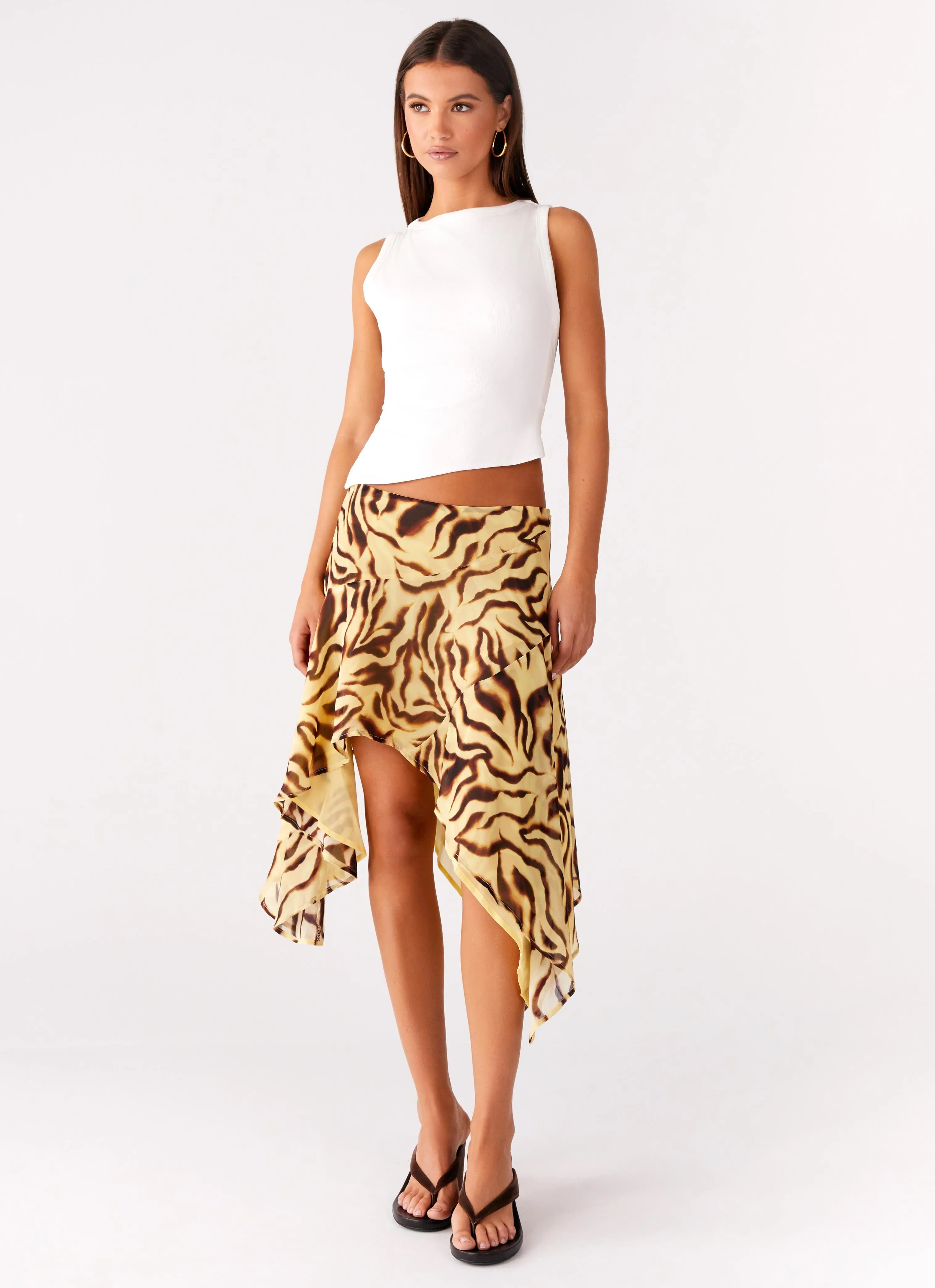 Kia Low Rise Asymmetrical Midi Skirt - Laguna Print sold by Peppermayo product image thumbnail 5