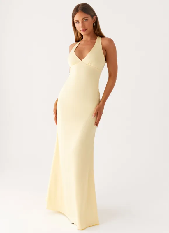 Desi Halterneck Maxi Dress - Yellow sold by Peppermayo