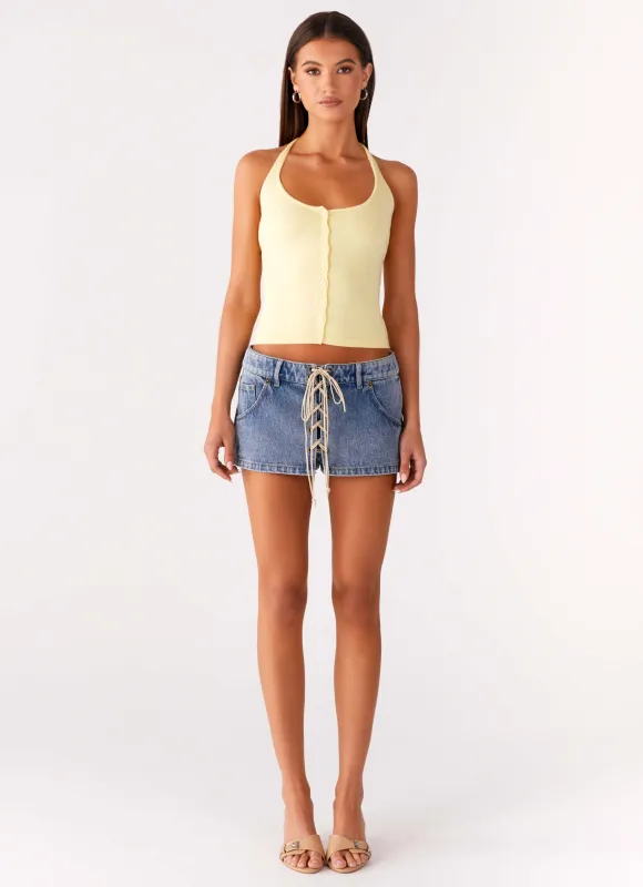 Nashville Denim Skort - Blue sold by Peppermayo