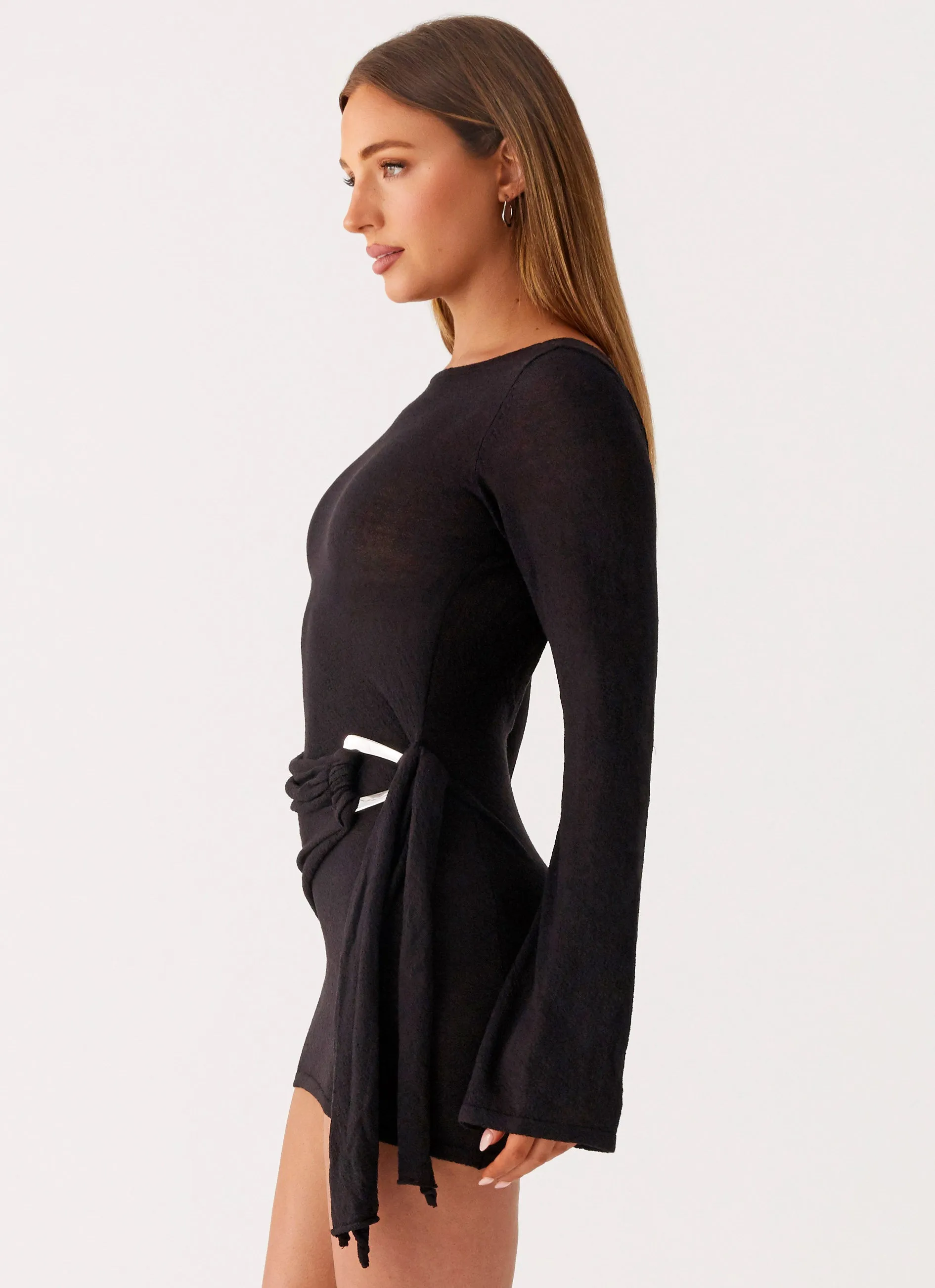 Niella Long Sleeve Wrap Mini Dress - Black sold by Peppermayo product image thumbnail 5