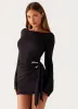 Niella Long Sleeve Wrap Mini Dress - Black sold by Peppermayo