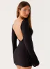 Niella Long Sleeve Wrap Mini Dress - Black sold by Peppermayo