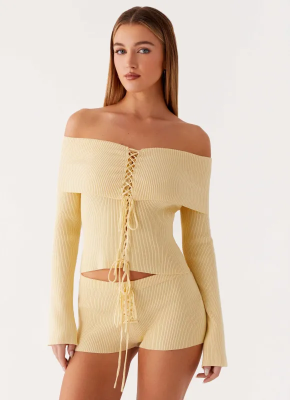 Muted Muse Knit Long Sleeve Top - Yellow sold by Peppermayo