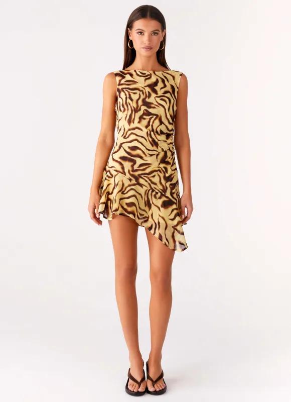 Maris Asymmetrical Mini Dress - Laguna Print sold by Peppermayo