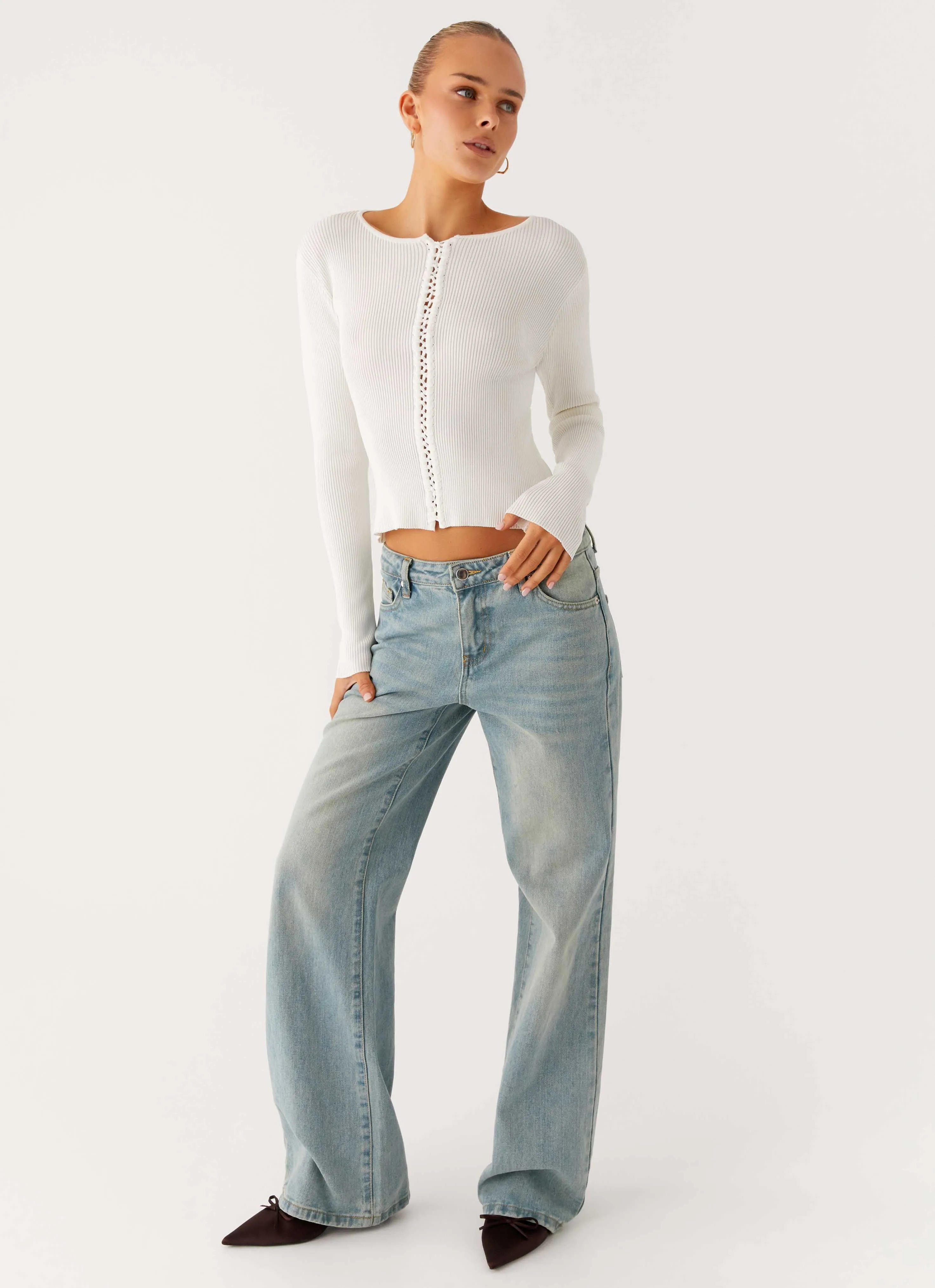 Wonderwall Lace Up Long Sleeve Top - White sold by Peppermayo product image thumbnail 4