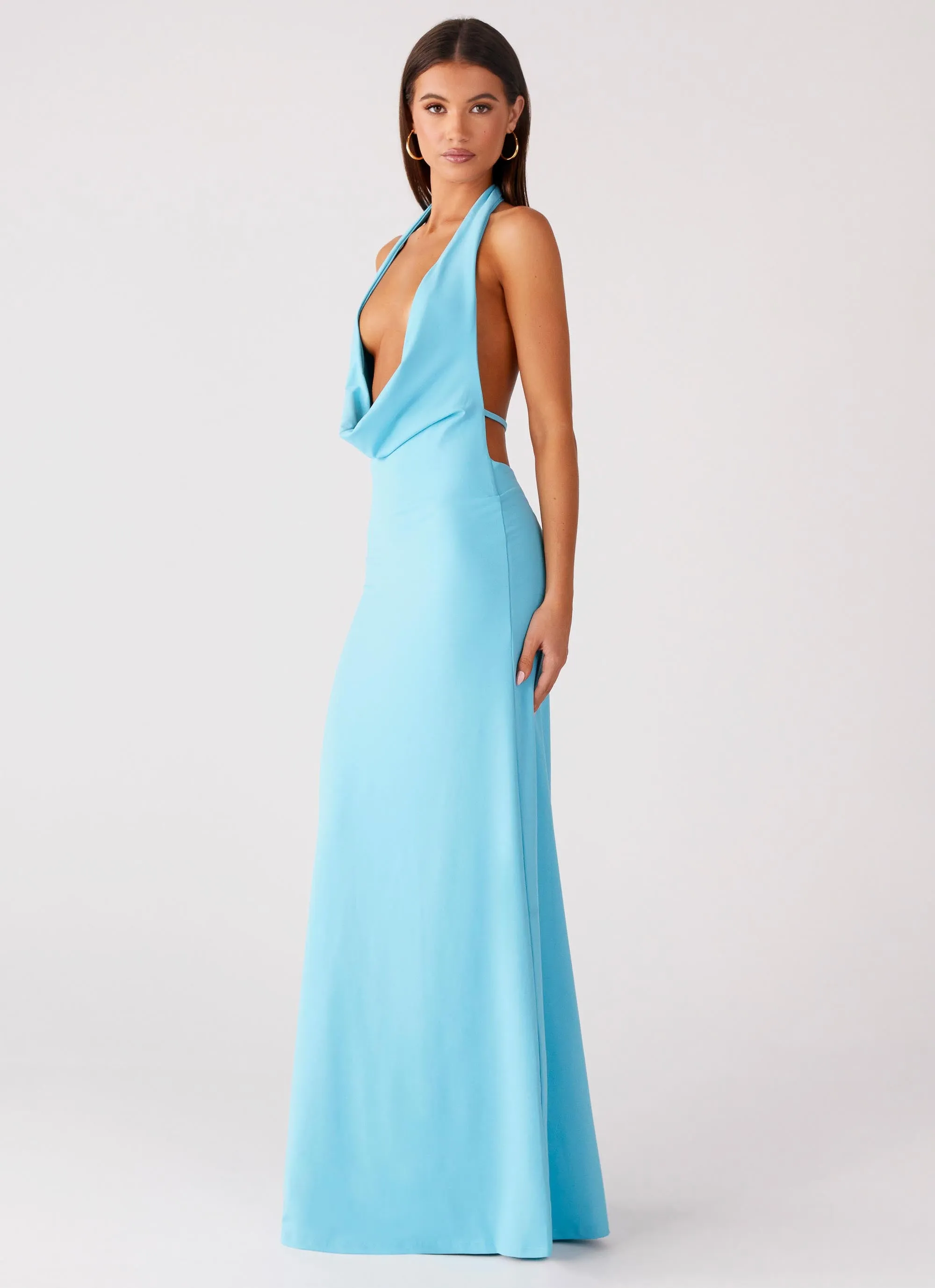 Driftwood Cowl Maxi Dress - Turquoise sold by Peppermayo