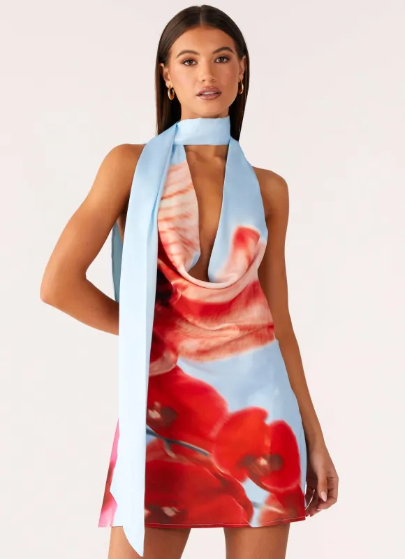 Heidi Mini Dress - Turquoise Bloom sold by Peppermayo