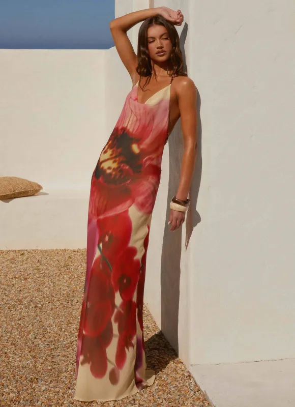 Morning Crush Cowl Maxi Dress - Yellow Bloom sold by Peppermayo