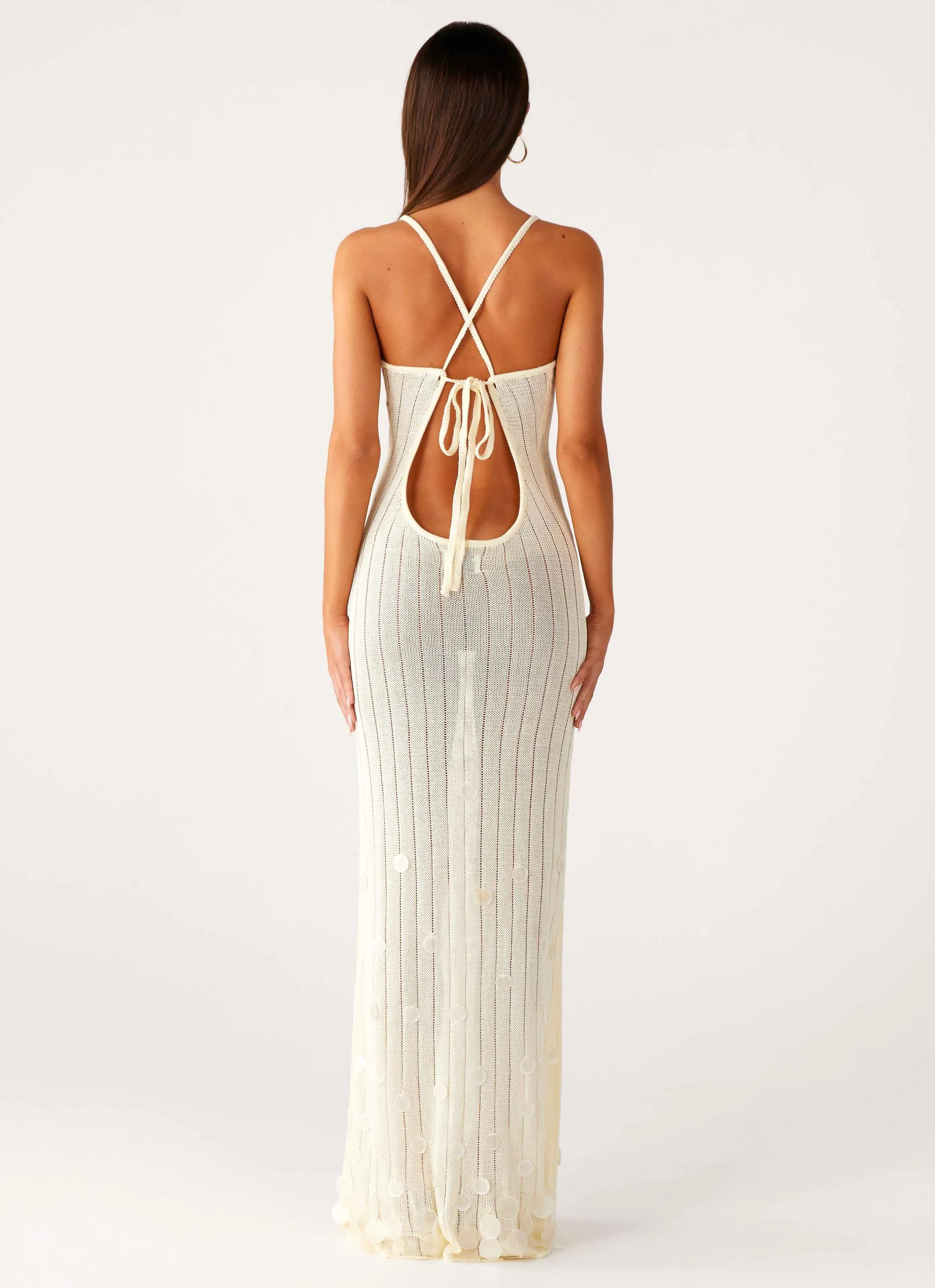 Siren Song Crochet Maxi Dress - Ivory sold by Peppermayo product image thumbnail 3