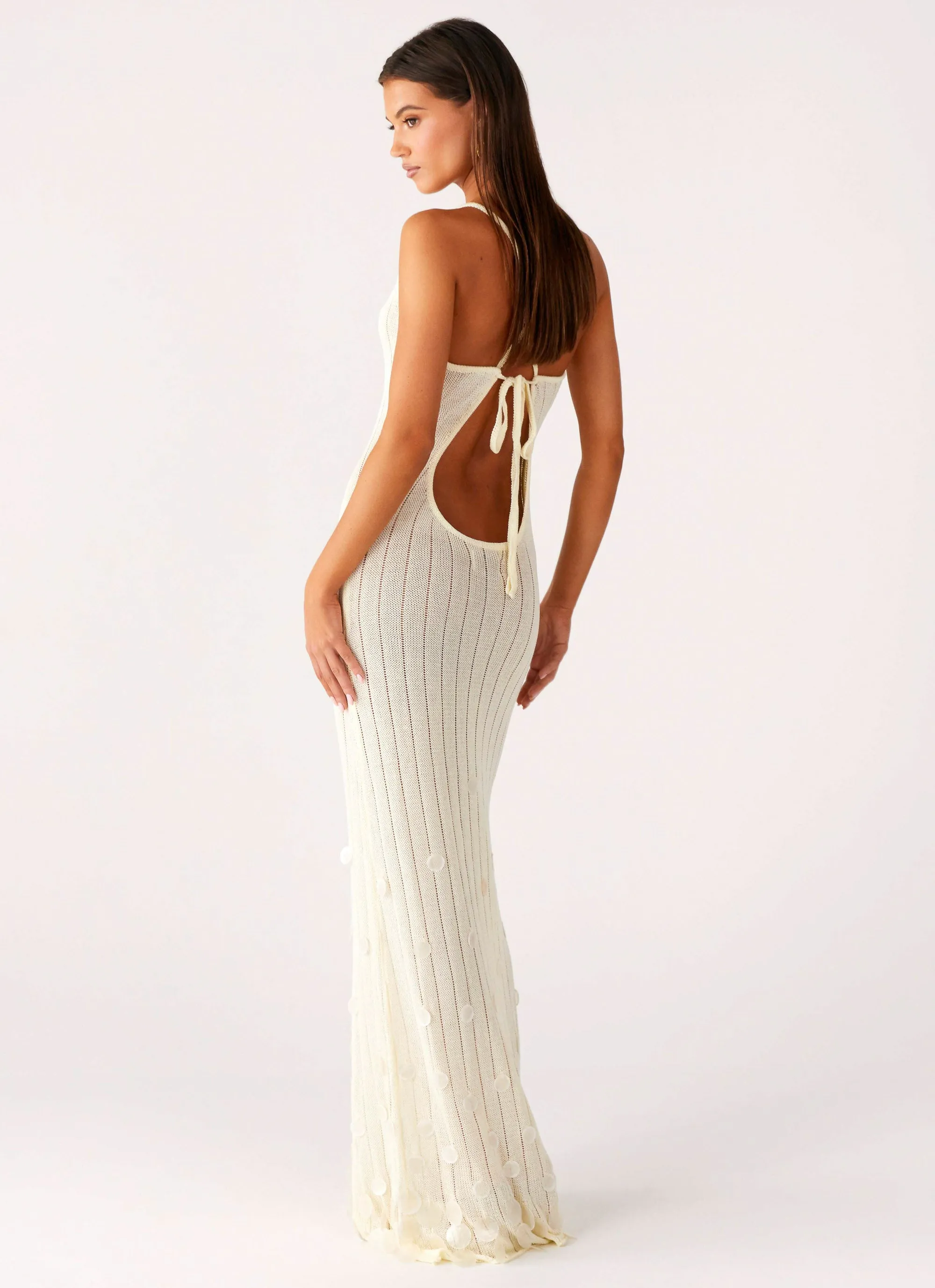Siren Song Crochet Maxi Dress - Ivory sold by Peppermayo product image thumbnail 4