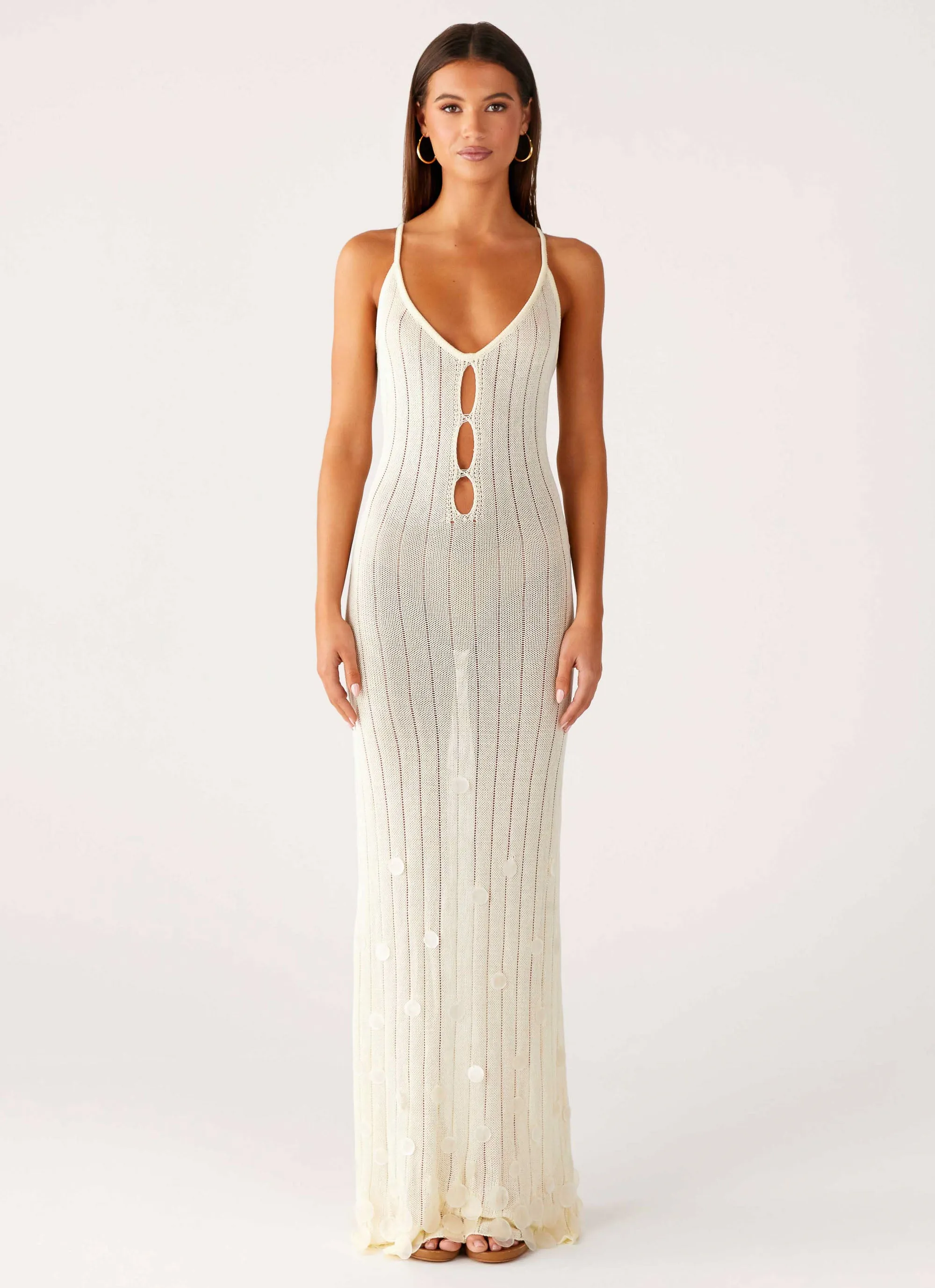 Siren Song Crochet Maxi Dress - Ivory sold by Peppermayo