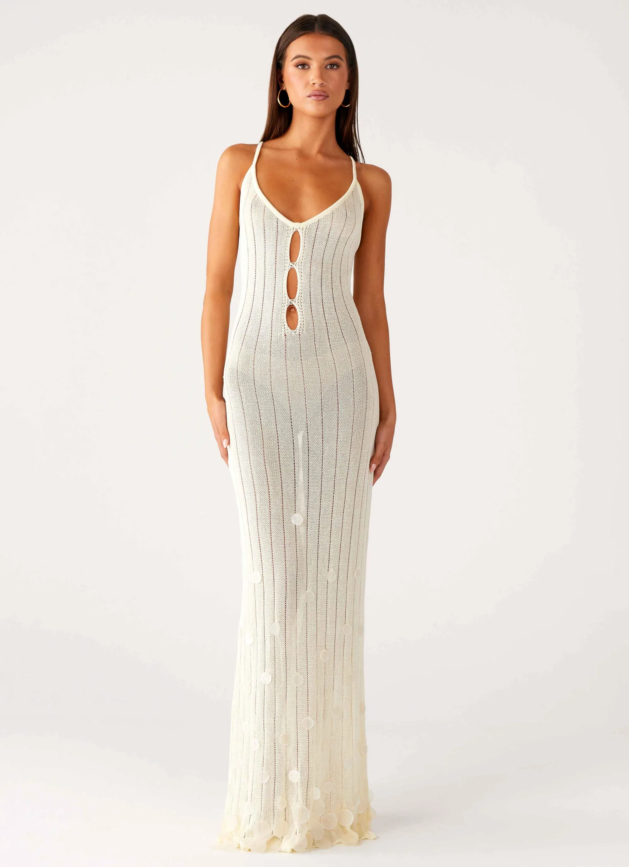 Siren Song Crochet Maxi Dress - Ivory sold by Peppermayo product image thumbnail 5