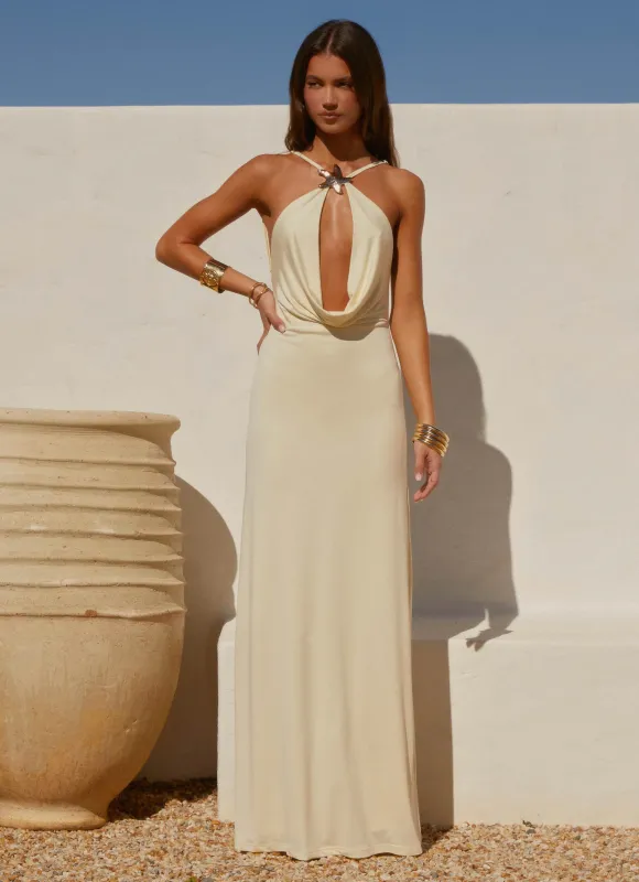 Mistlight Cowl Maxi Dress - Yellow sold by Peppermayo