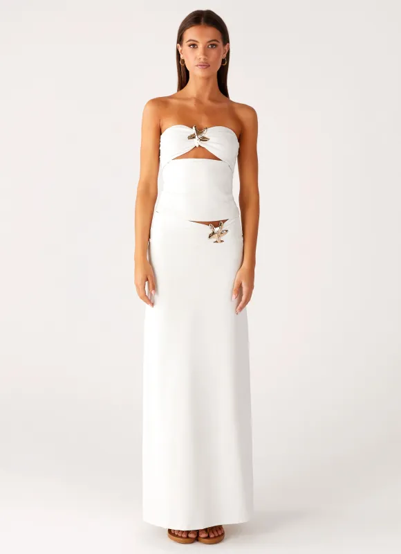 Shoreline Glow Maxi Skirt - Off White sold by Peppermayo