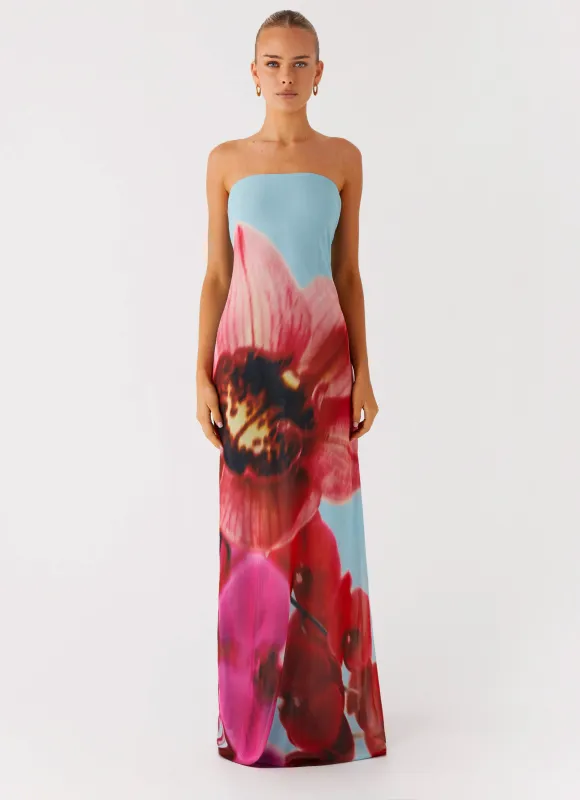 Amelle Maxi Dress - Turquoise Bloom sold by Peppermayo