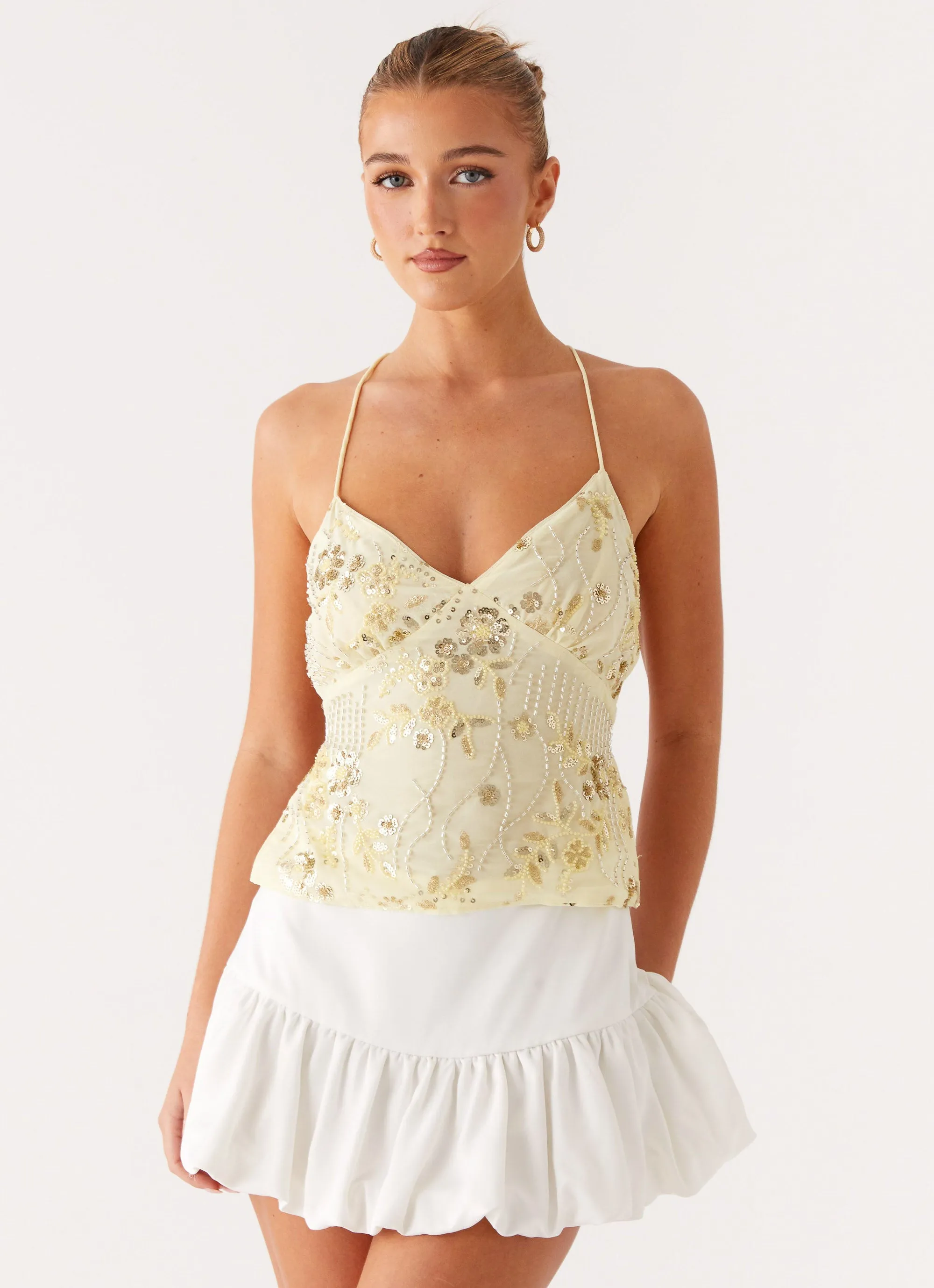 Kamilla Sequin Cami Top - Yellow sold by Peppermayo product image thumbnail 5