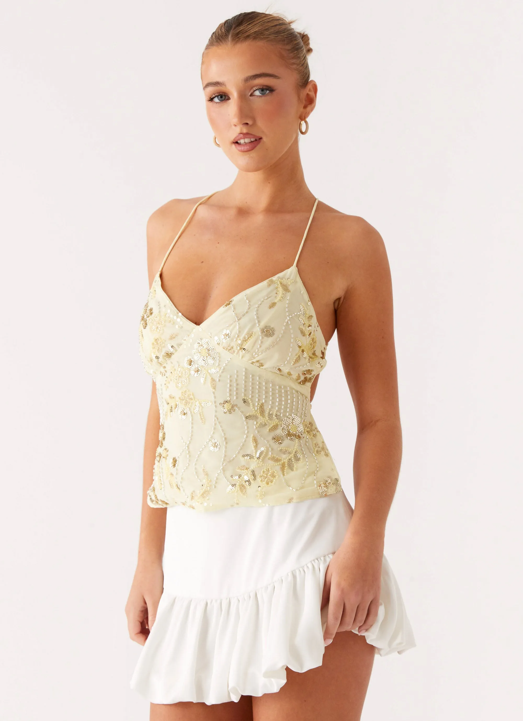 Kamilla Sequin Cami Top - Yellow sold by Peppermayo product image thumbnail 3