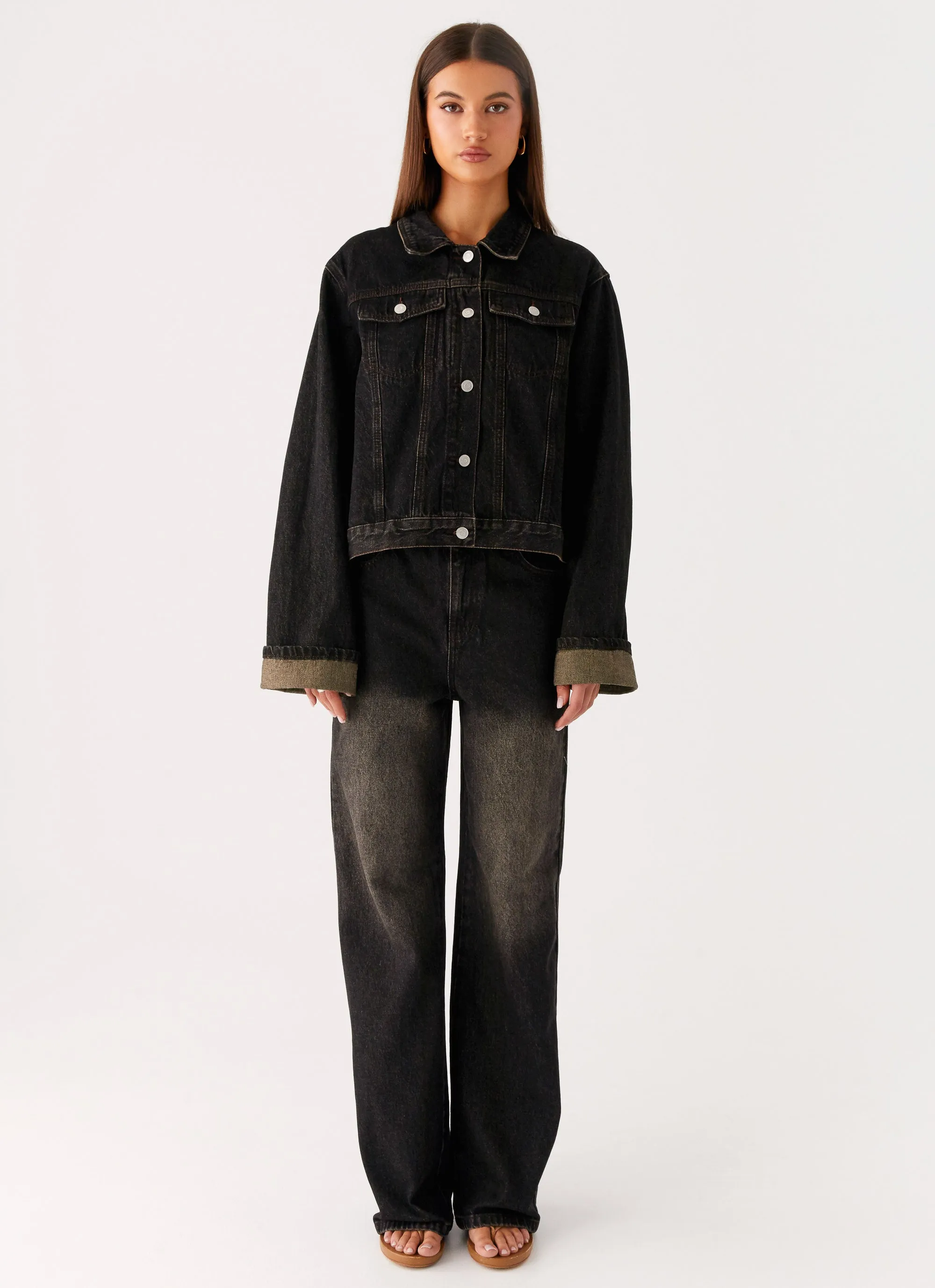 Back Again Oversized Denim Jacket - Acid Charcoal sold by Peppermayo product image thumbnail 2