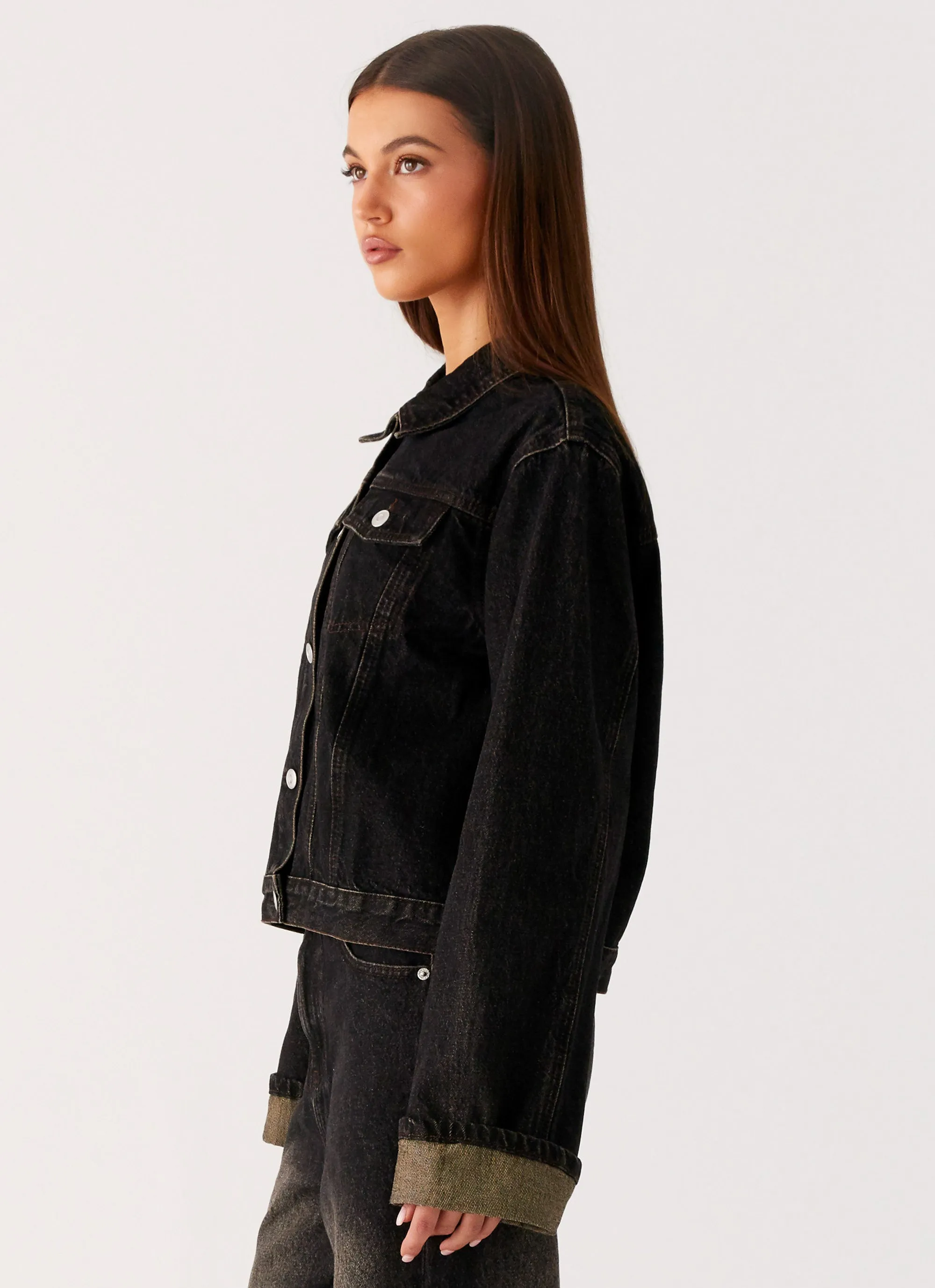 Back Again Oversized Denim Jacket - Acid Charcoal sold by Peppermayo product image thumbnail 3