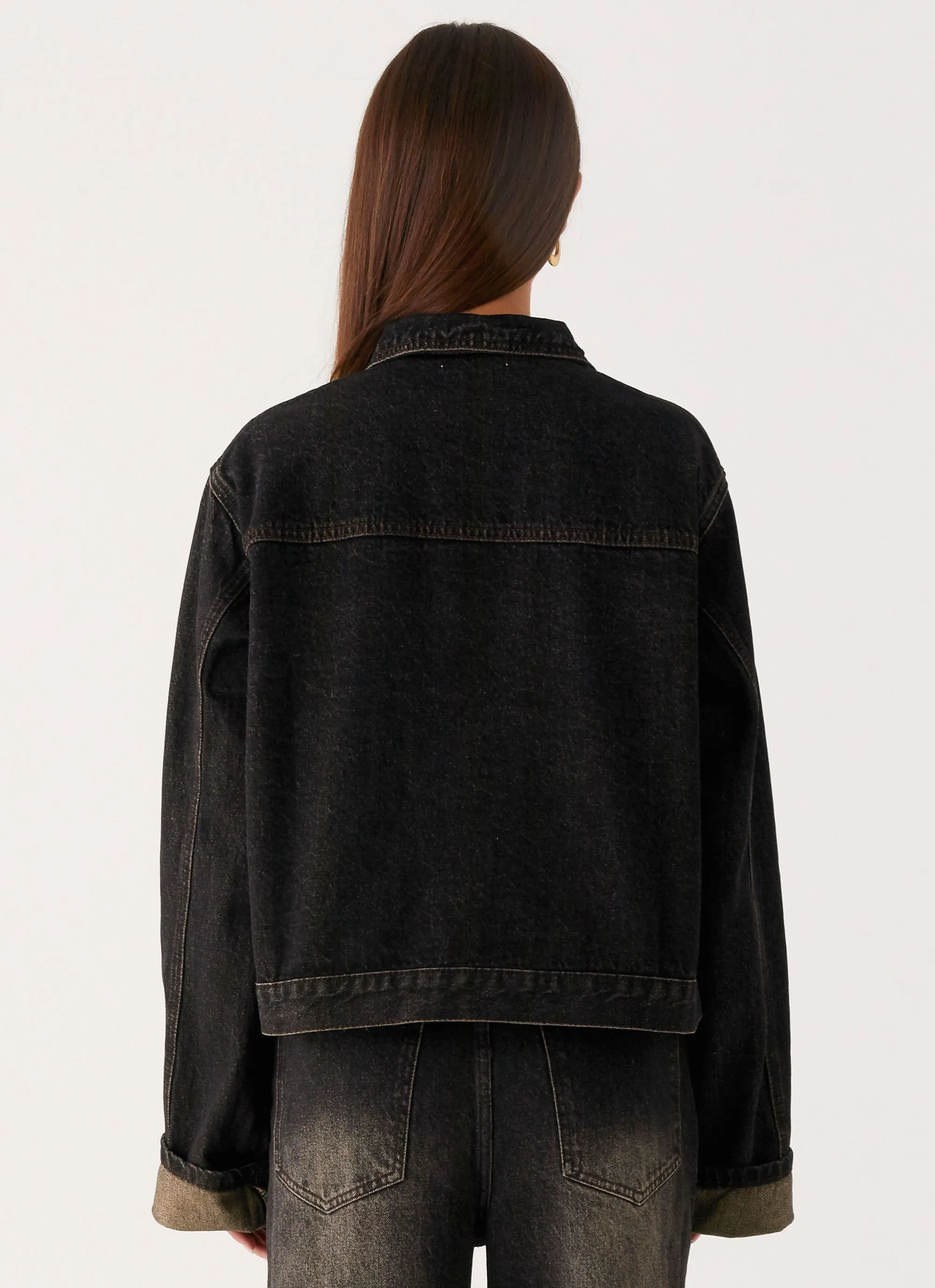 Back Again Oversized Denim Jacket - Acid Charcoal sold by Peppermayo product image thumbnail 4