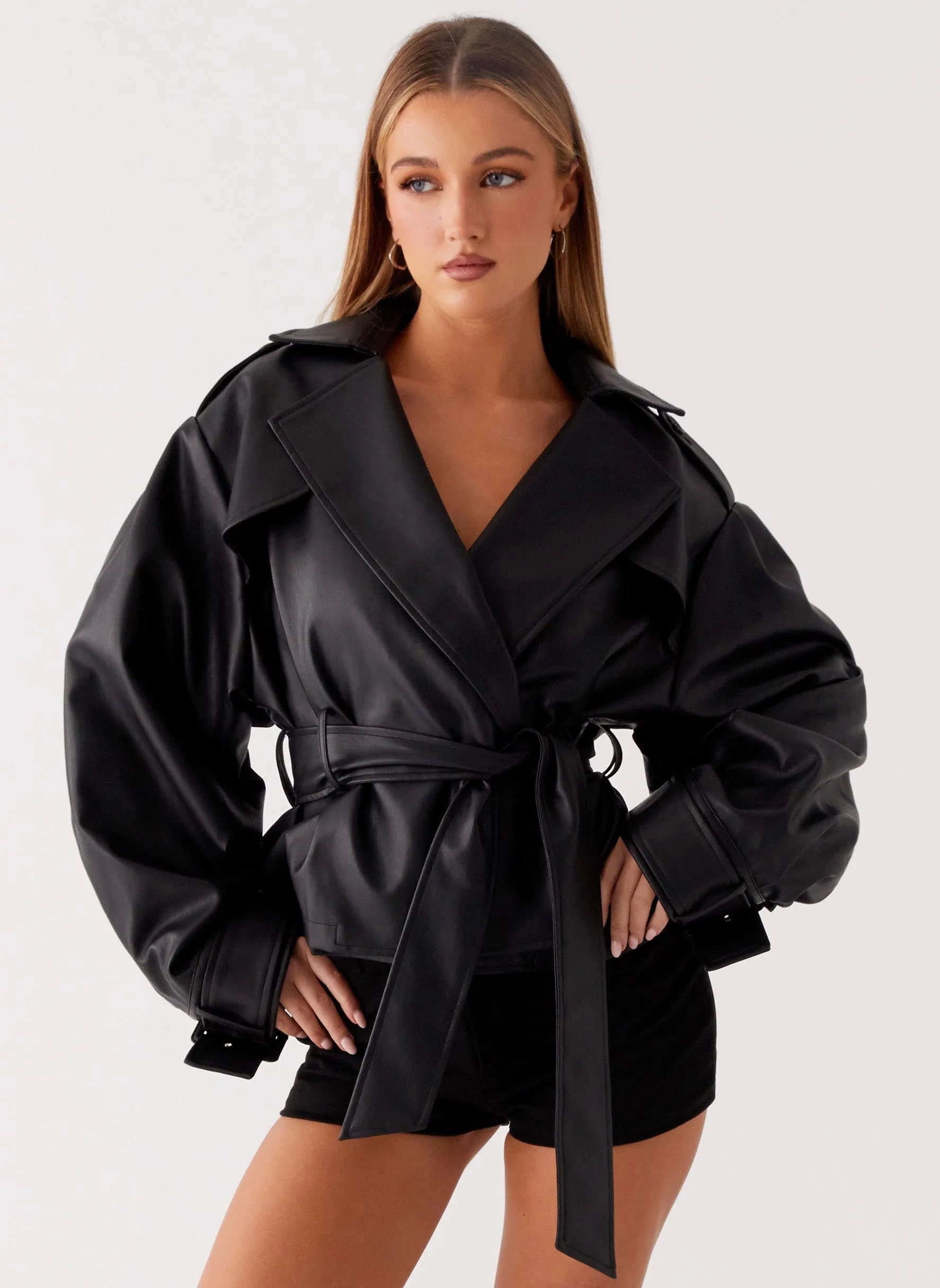 Midtown Leather Trench - Black sold by Peppermayo product image thumbnail 5
