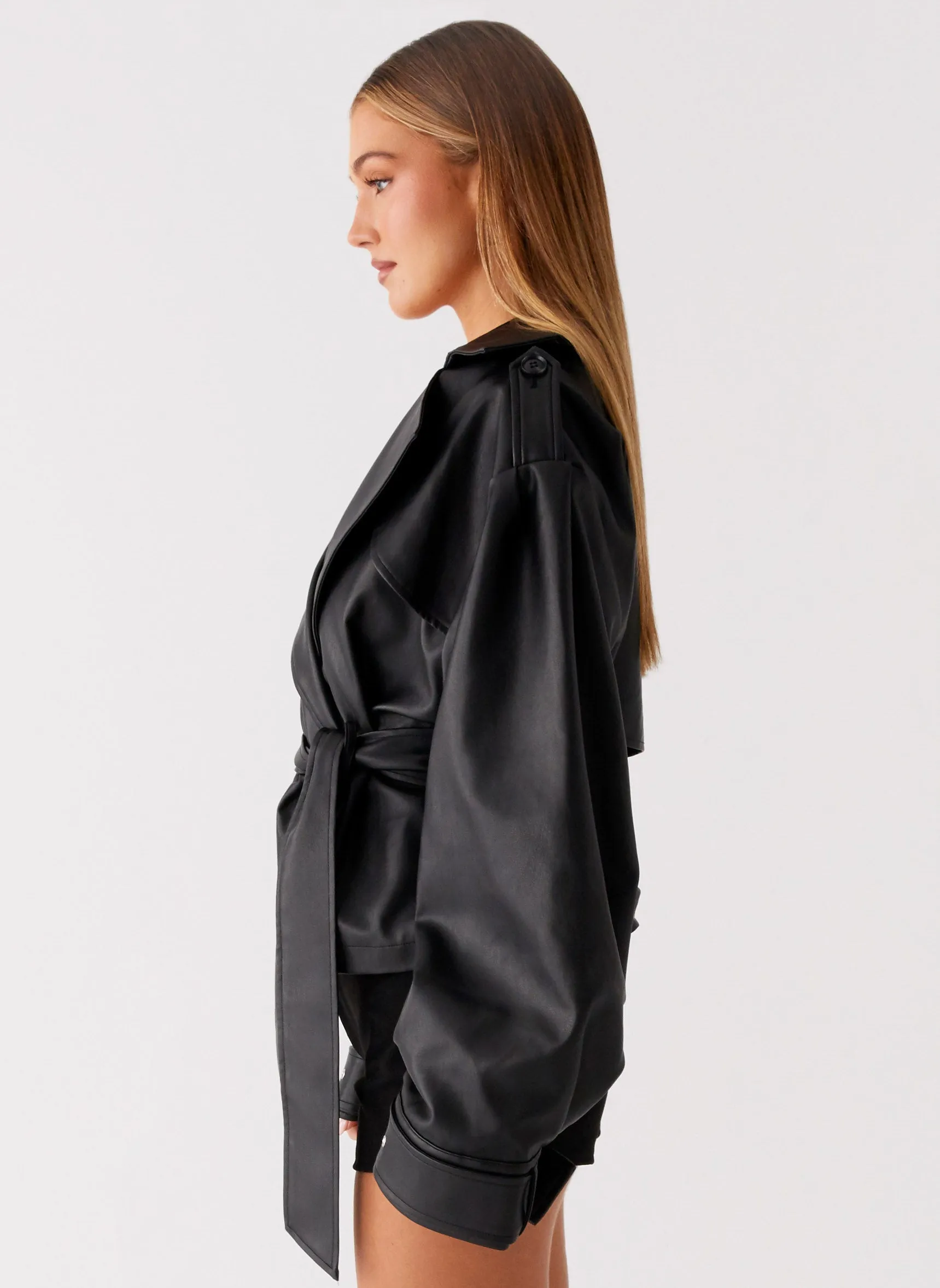 Midtown Leather Trench - Black sold by Peppermayo product image thumbnail 3